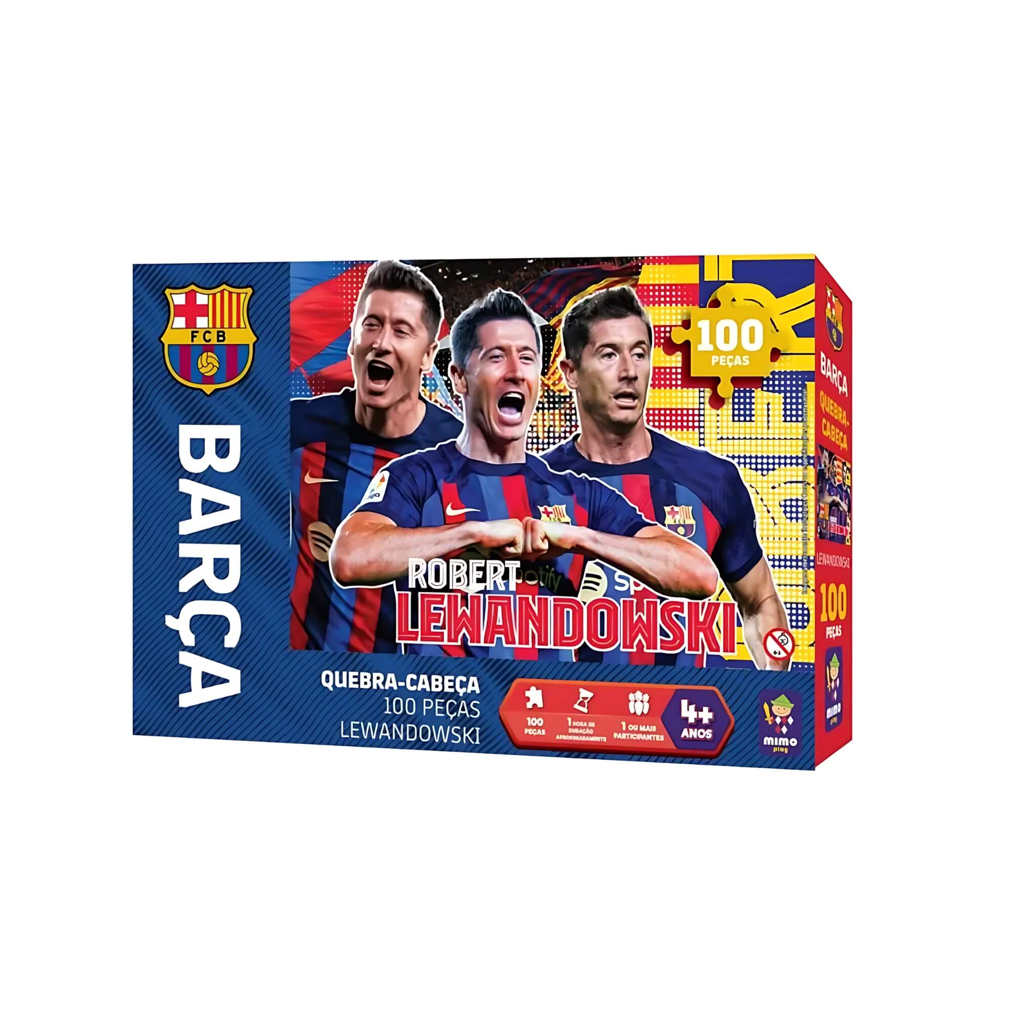 VAR Coleção 1x Quebra-Cabeça Barça 100 Peças - Mimo Toys Jogador:Lewandowski