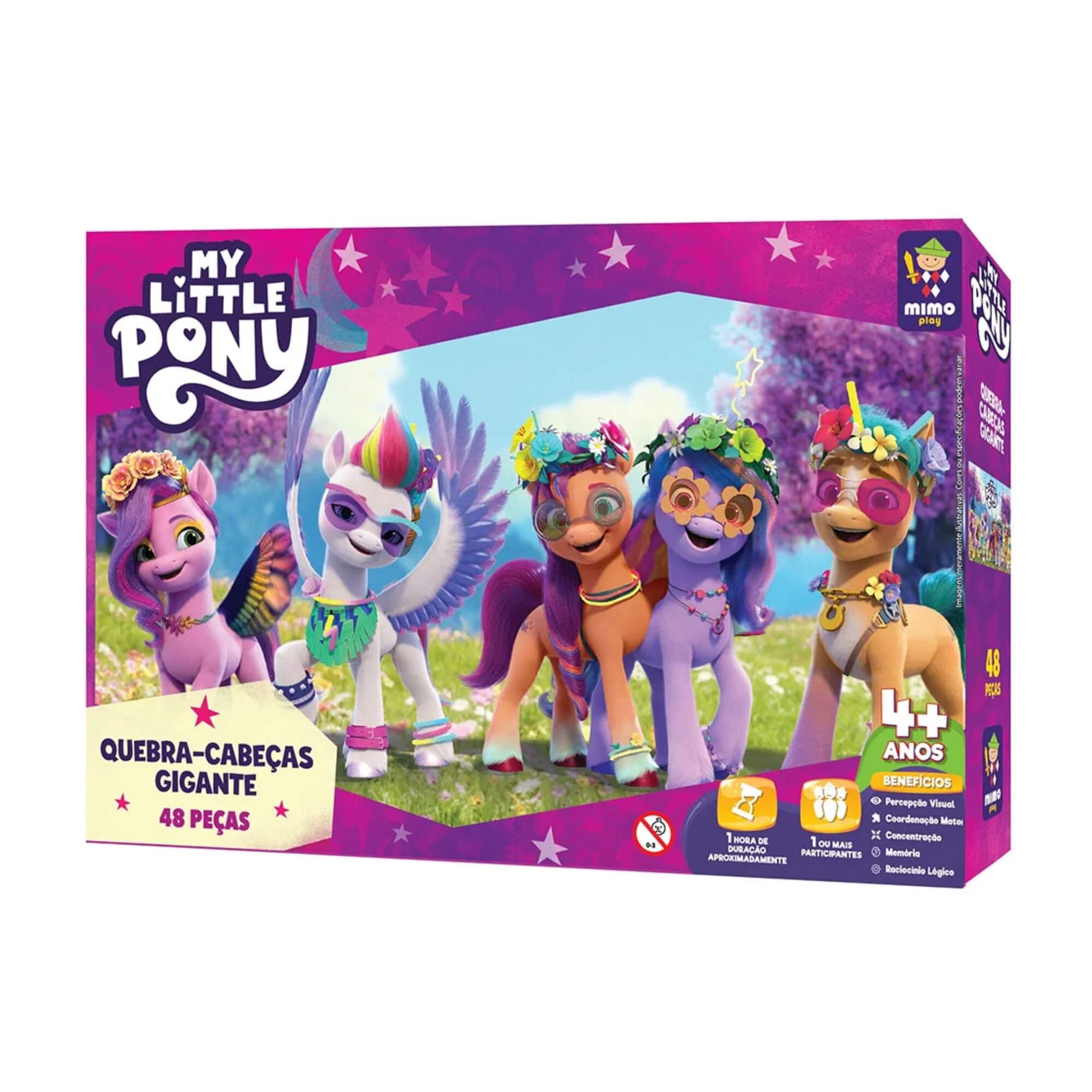 VAR Quebra-Cabeça Infantil 48 Peças Gigantes My Little Pony - Mimo Toys Tema:Festas das Amigas
