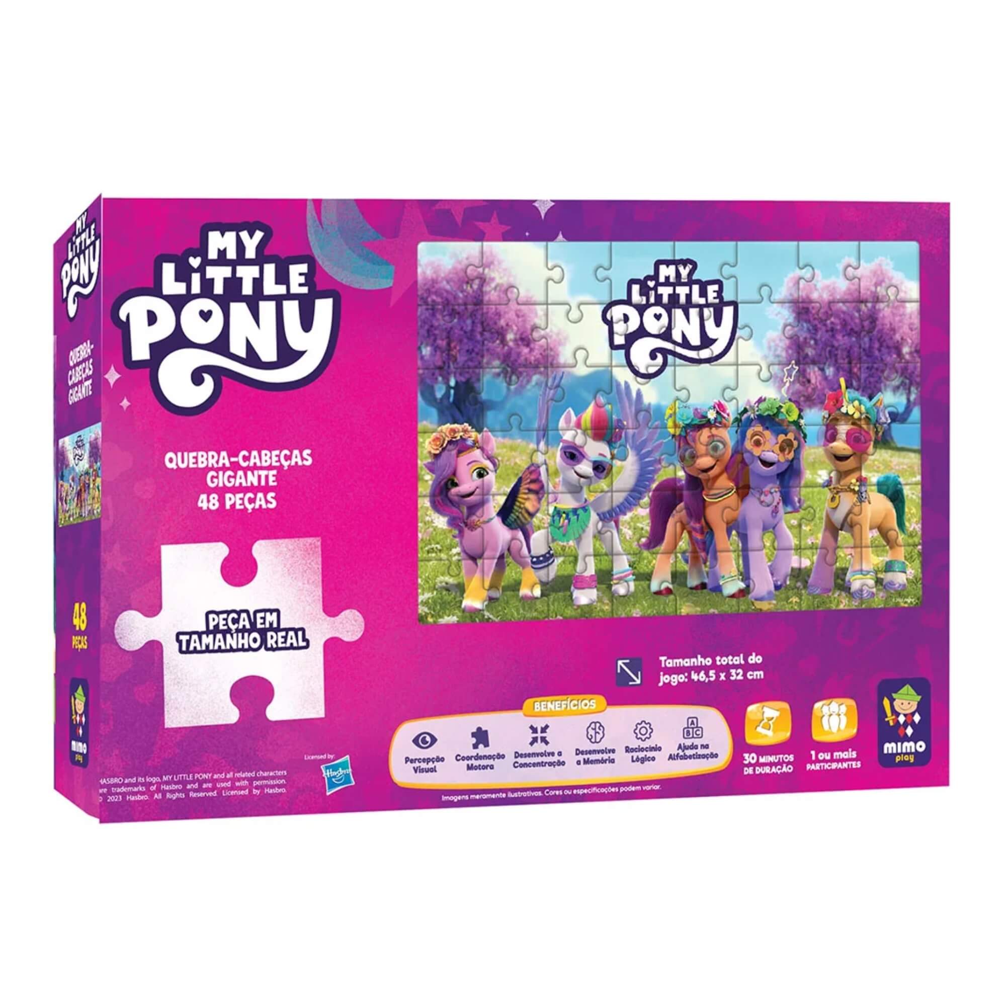 VAR Quebra-Cabeça Infantil 48 Peças Gigantes My Little Pony - Mimo Toys Tema:Festas das Amigas