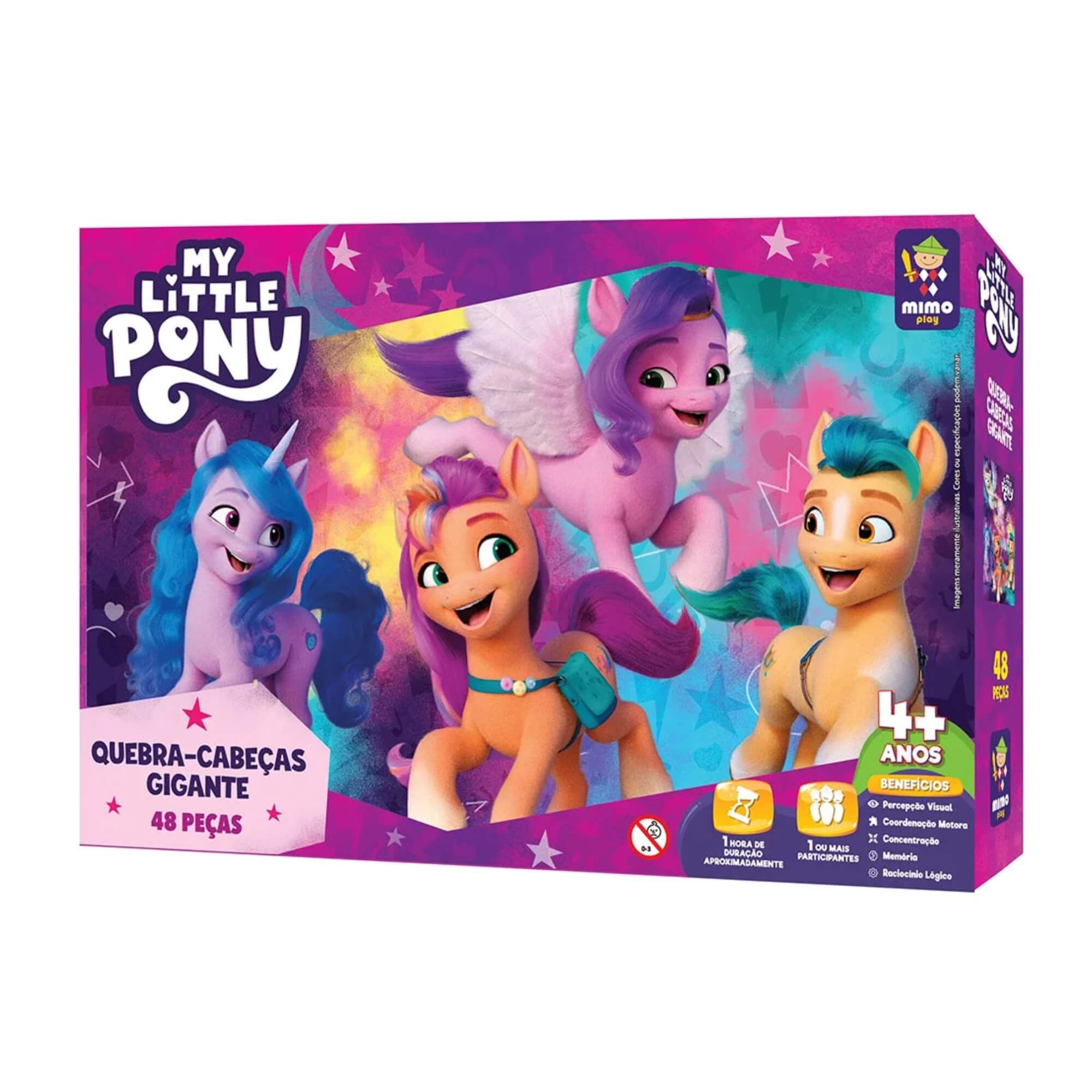 VAR Quebra-Cabeça Infantil 48 Peças Gigantes My Little Pony - Mimo Toys Tema:Arco-íris Encantado