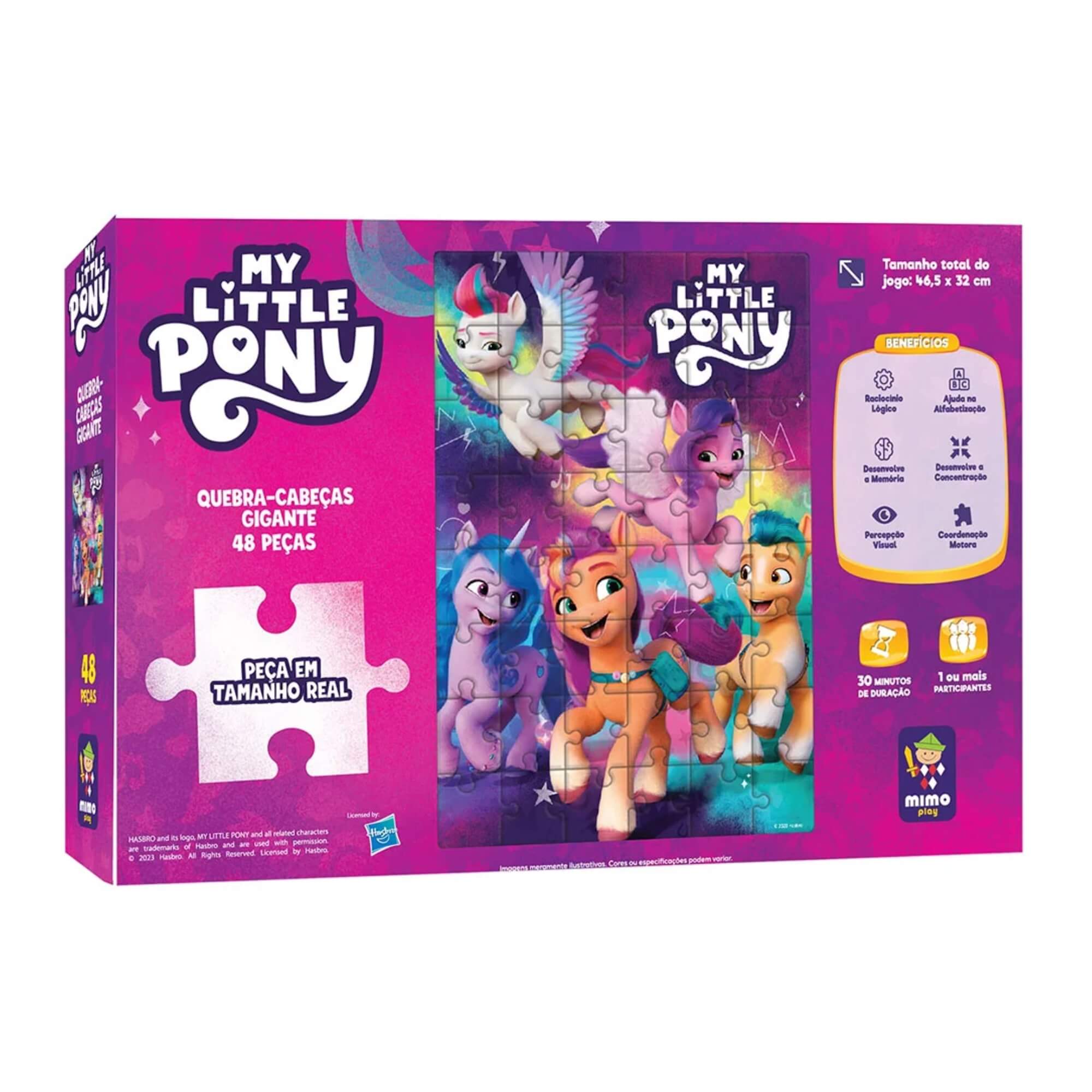 VAR Quebra-Cabeça Infantil 48 Peças Gigantes My Little Pony - Mimo Toys Tema:Arco-íris Encantado