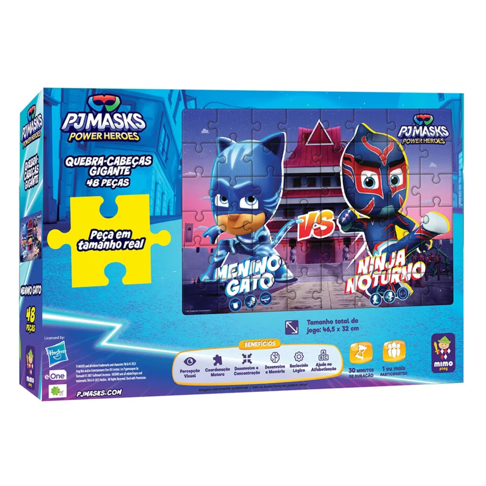 VAR Quebra-cabeca Infantil 48 Peças Gigante PJ Masks Mimo Toys Personagem:Menino Gato