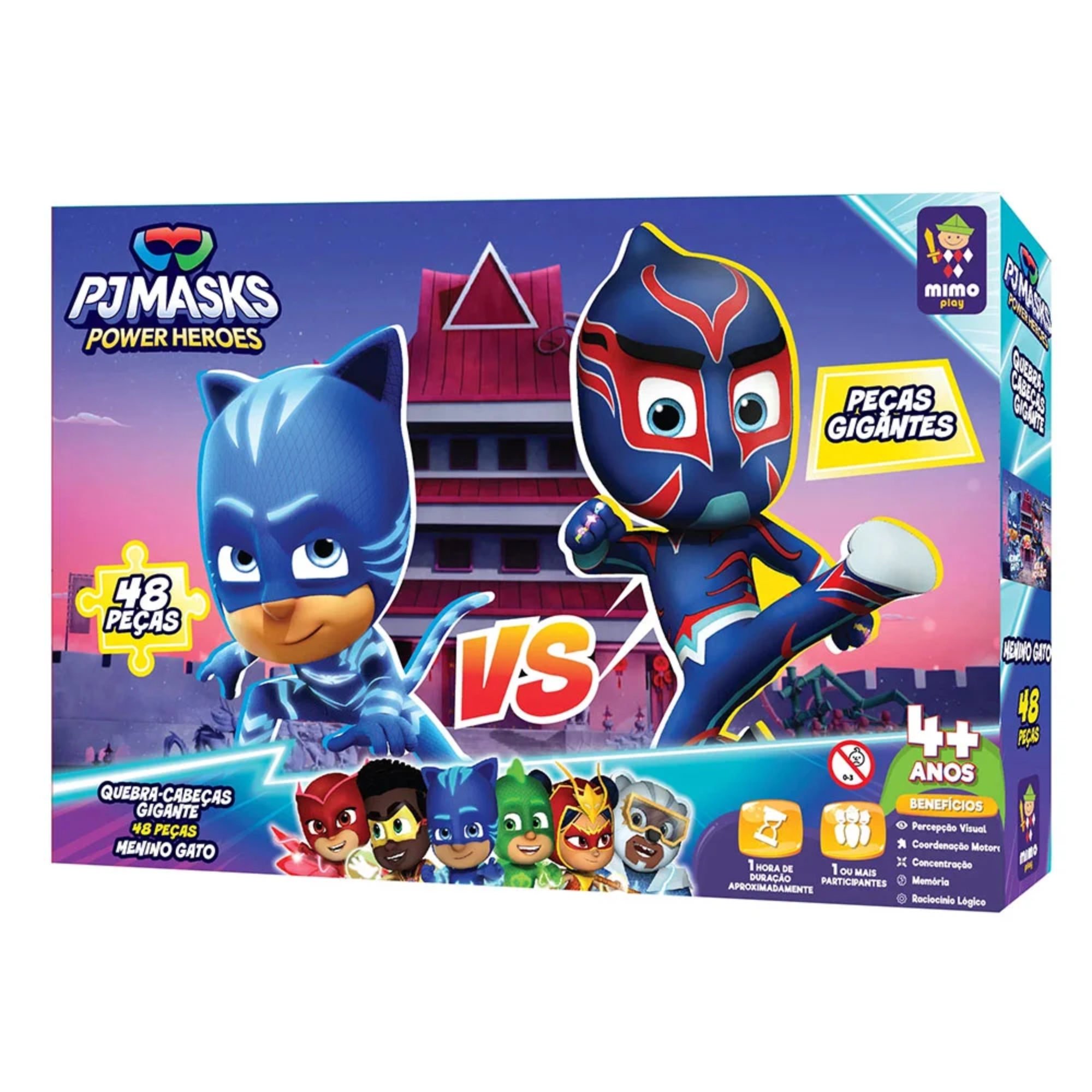 VAR Quebra-cabeca Infantil 48 Peças Gigante PJ Masks Mimo Toys Personagem:Menino Gato