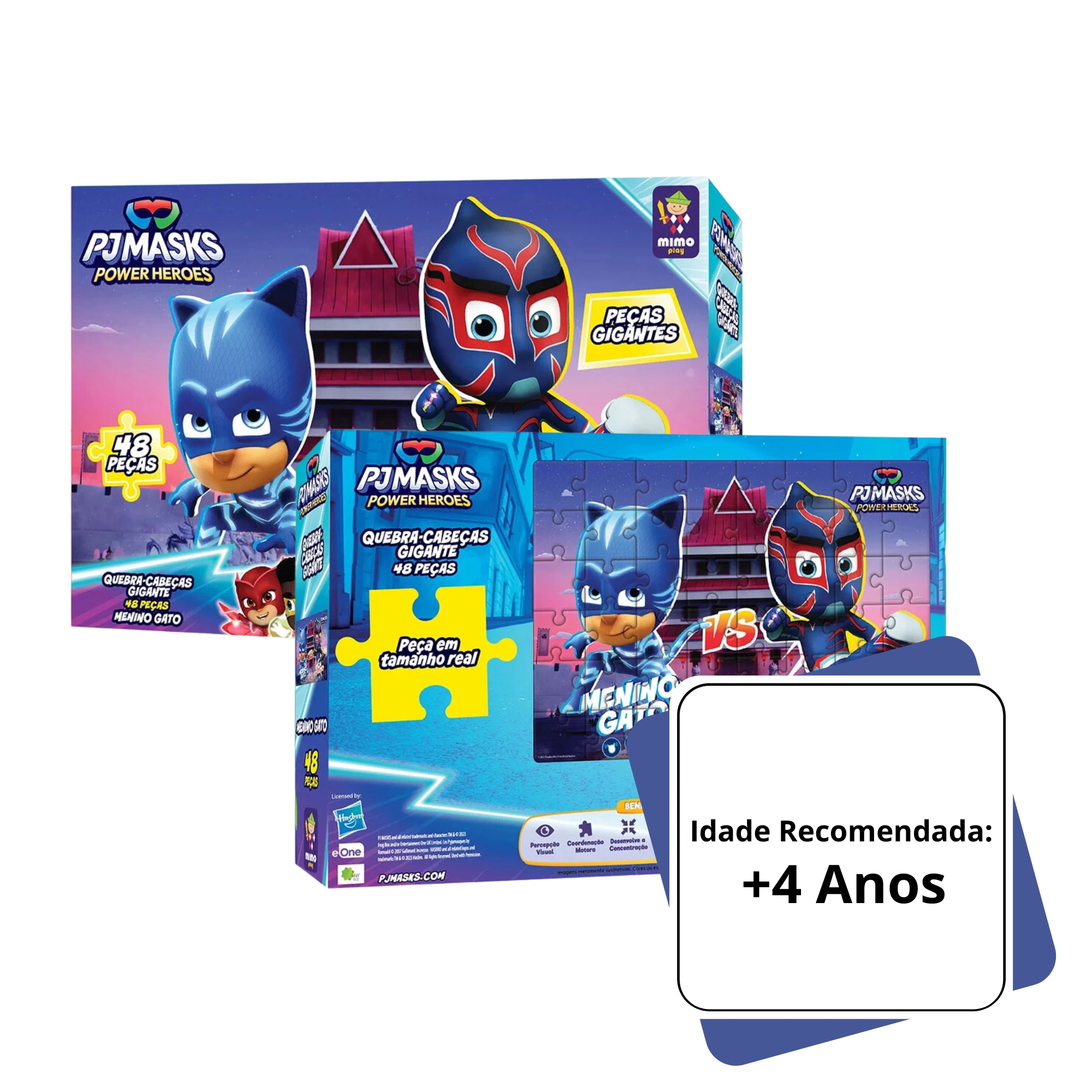 VAR Quebra-cabeca Infantil 48 Peças Gigante PJ Masks Mimo Toys Personagem:Menino Gato