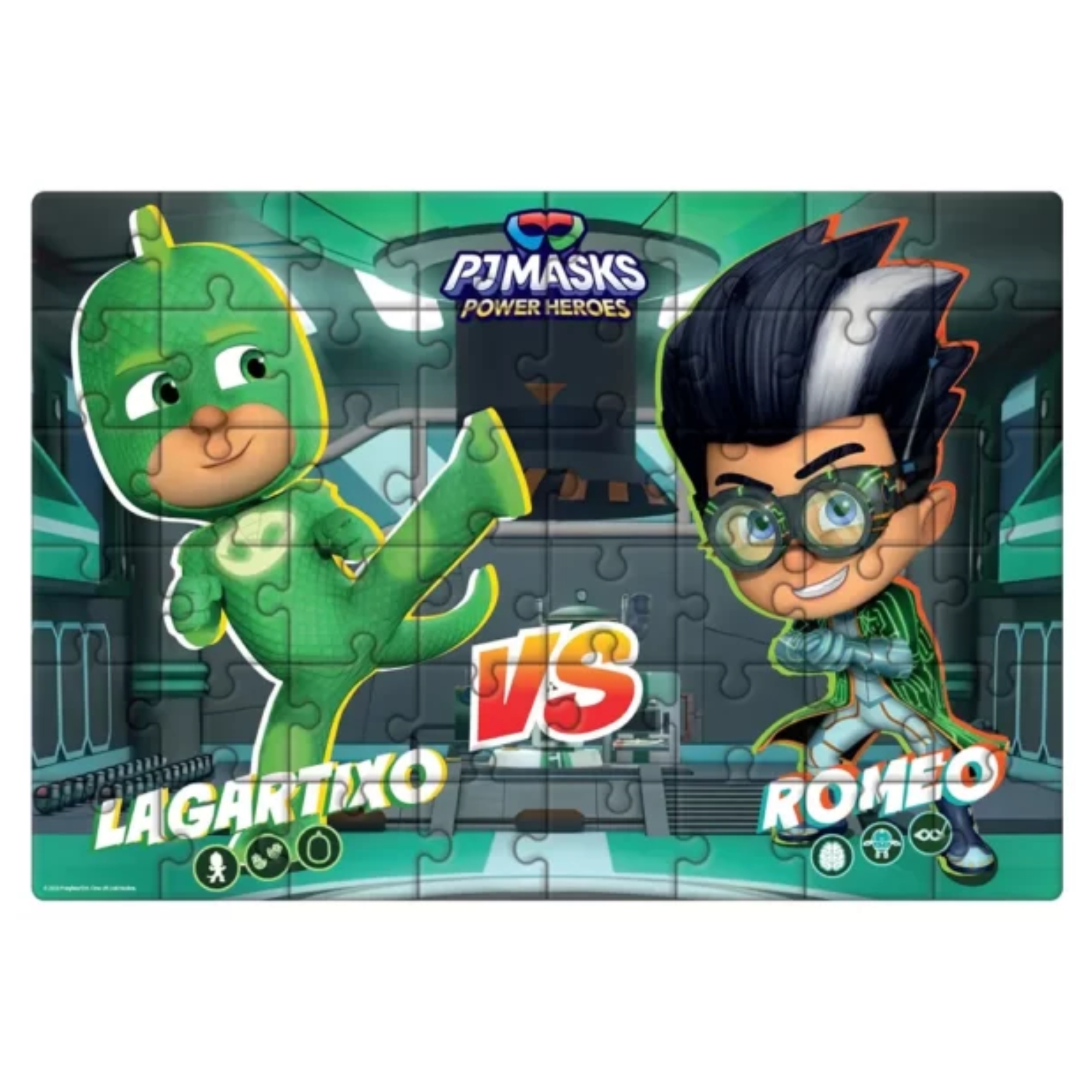 VAR Quebra-cabeca Infantil 48 Peças Gigante PJ Masks Mimo Toys Personagem:Lagartixo