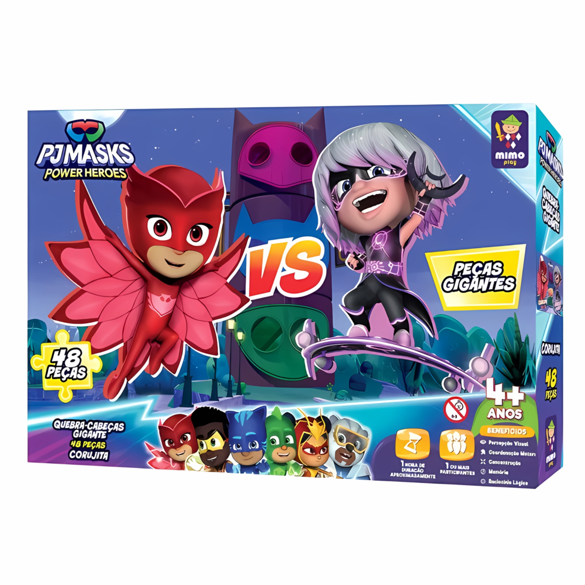 VAR Quebra-cabeca Infantil 48 Peças Gigante PJ Masks Mimo Toys Personagem:Corujita