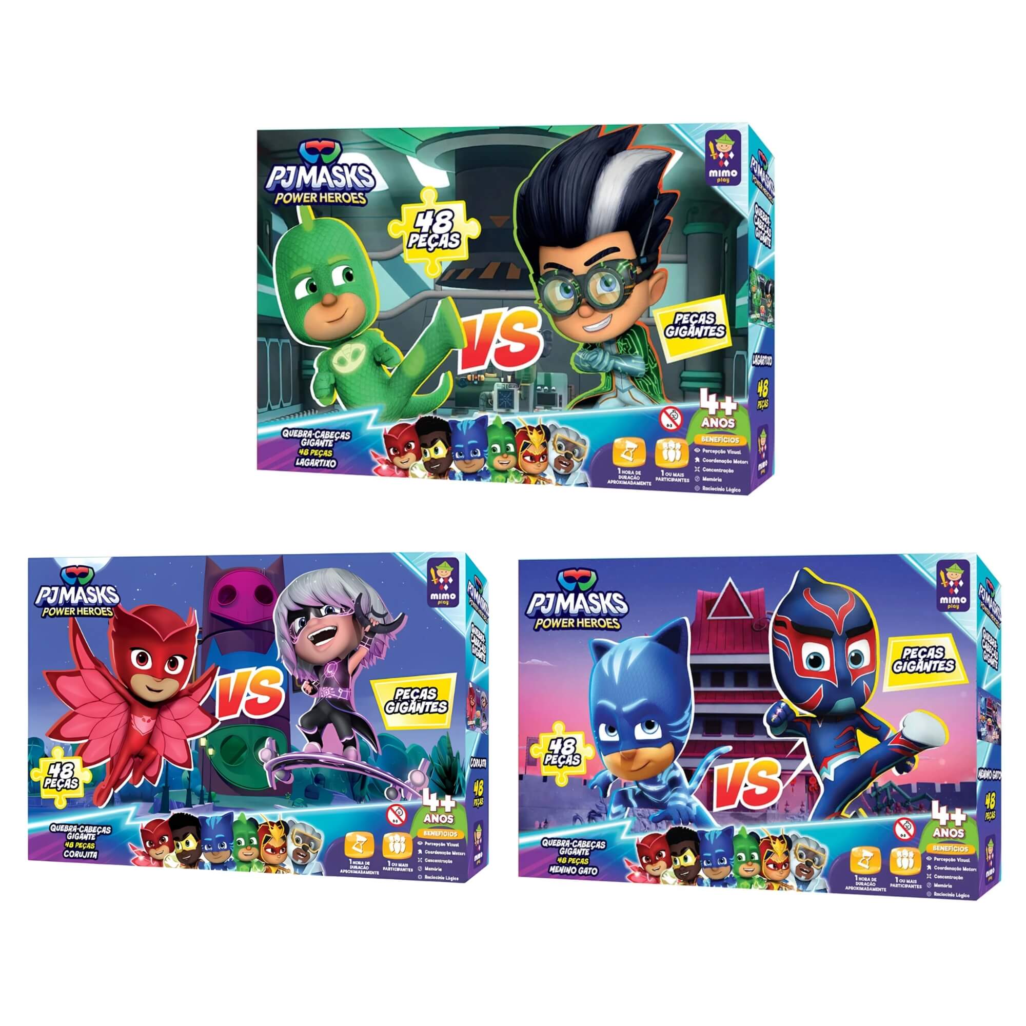 VAR Quebra-cabeca Infantil 48 Peças Gigante PJ Masks Mimo Toys