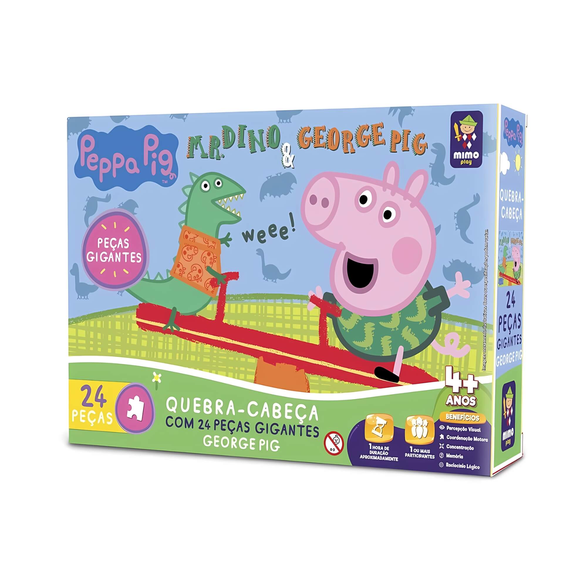 VAR Peppa Pig 1x Quebra-Cabeça Infantil Gigante 24 Peças George - Mimo Toys Tema:George no Parque