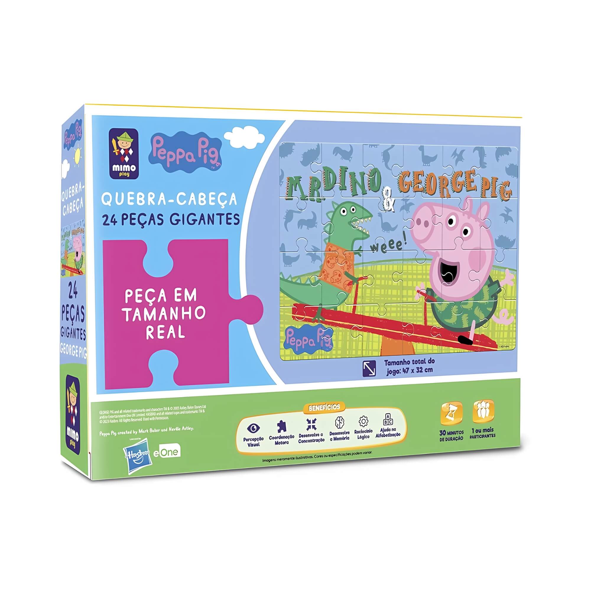 VAR Peppa Pig 1x Quebra-Cabeça Infantil Gigante 24 Peças George - Mimo Toys Tema:George no Parque
