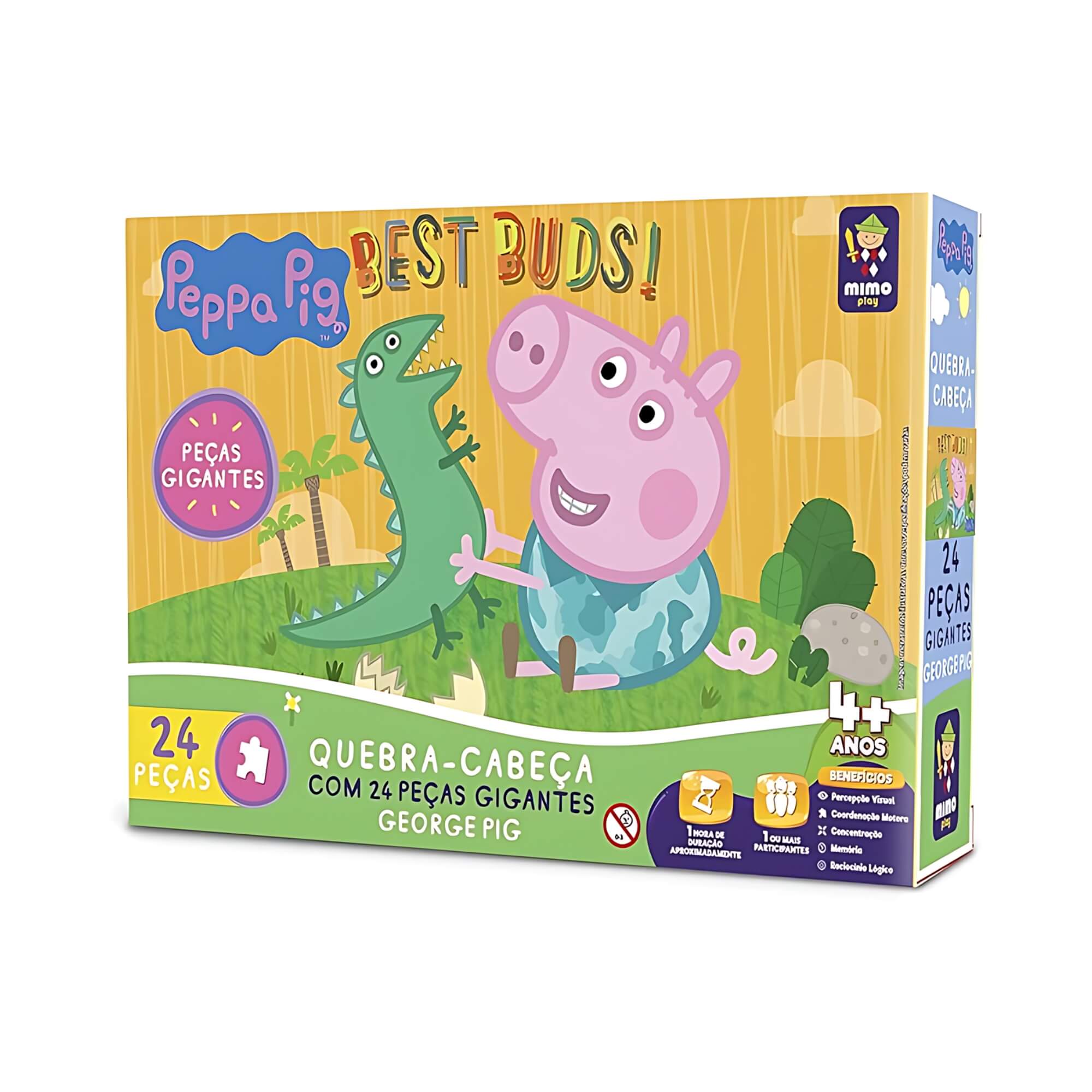 VAR Peppa Pig 1x Quebra-Cabeça Infantil Gigante 24 Peças George - Mimo Toys Tema:George e seu Melhor Amigo