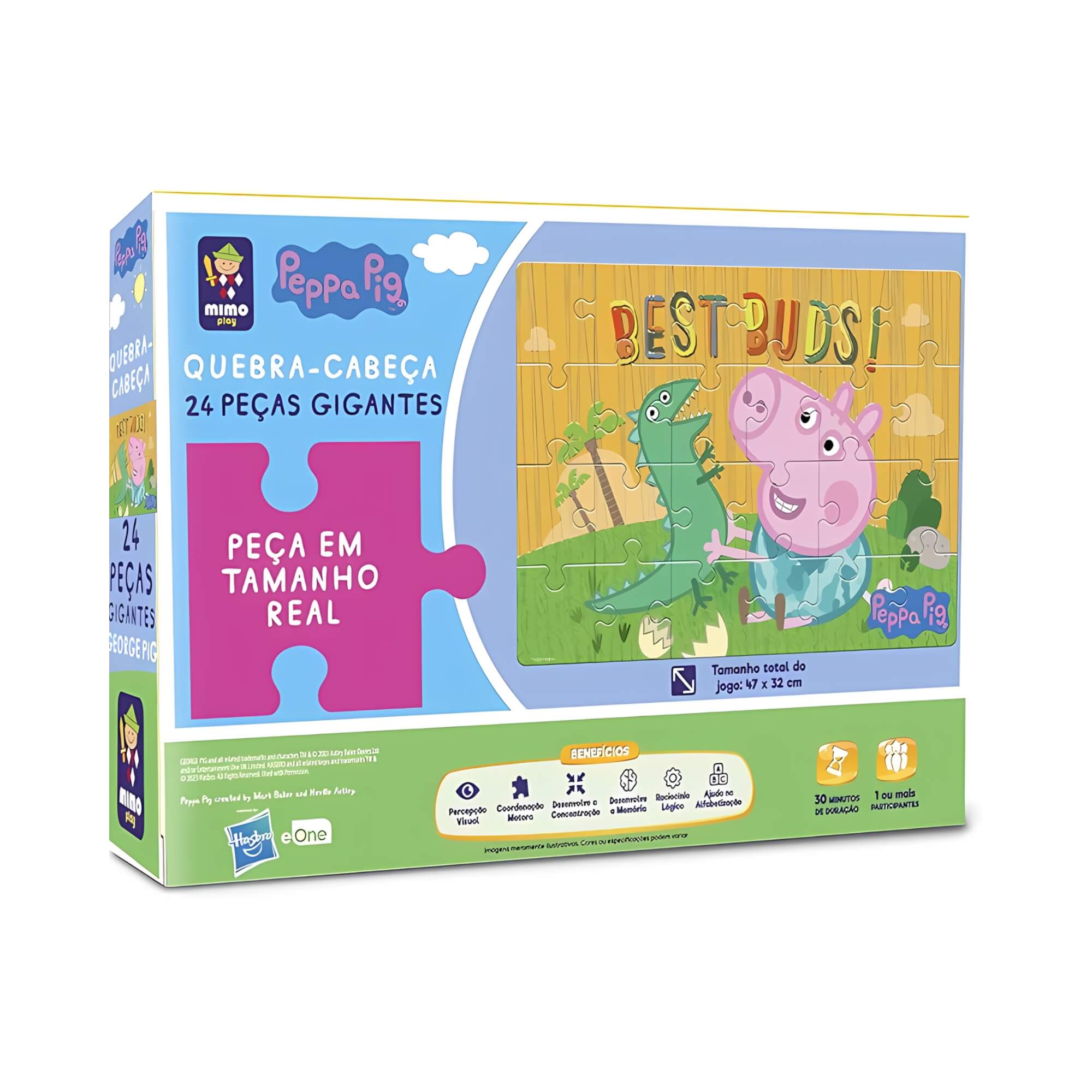VAR Peppa Pig 1x Quebra-Cabeça Infantil Gigante 24 Peças George - Mimo Toys Tema:George e seu Melhor Amigo