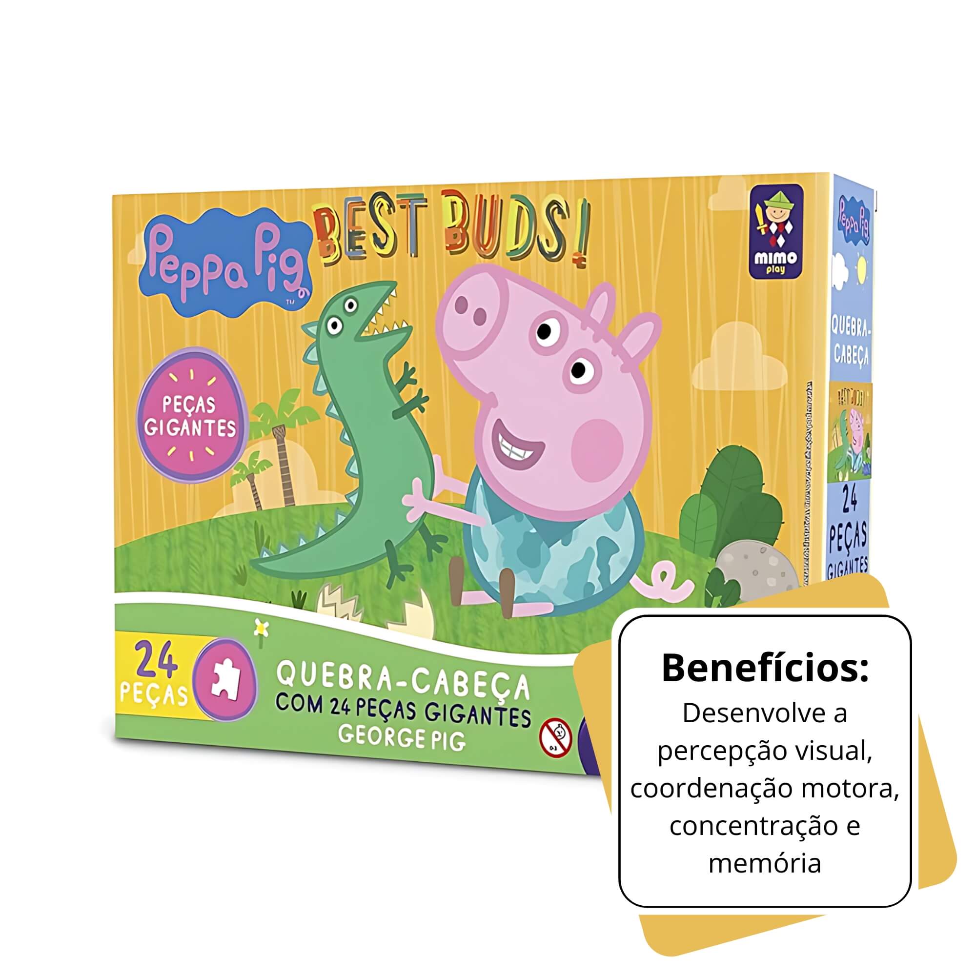 VAR Peppa Pig 1x Quebra-Cabeça Infantil Gigante 24 Peças George - Mimo Toys Tema:George e seu Melhor Amigo