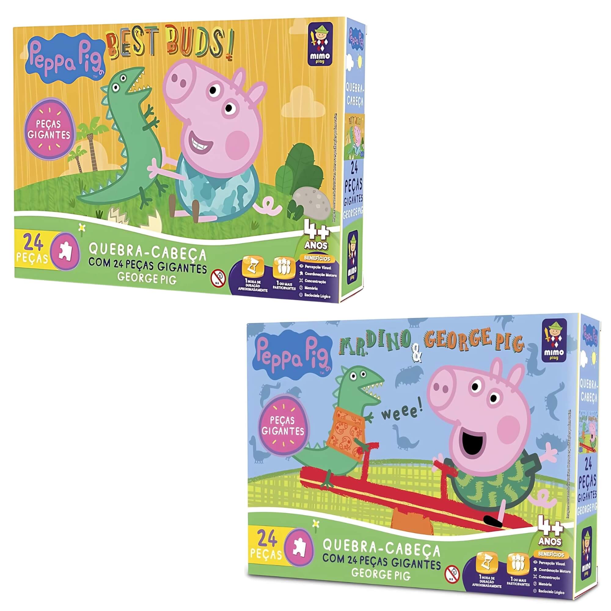 VAR Peppa Pig 1x Quebra-Cabeça Infantil Gigante 24 Peças George - Mimo Toys