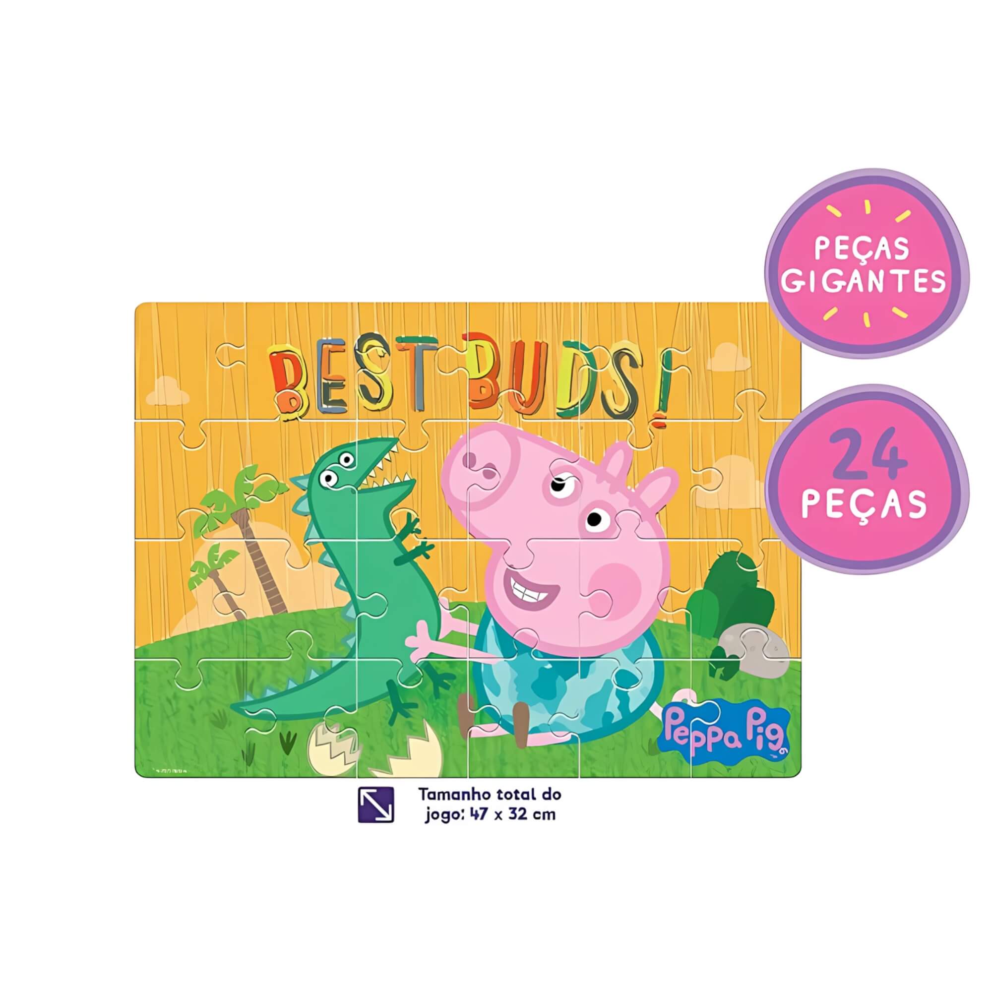 VAR Peppa Pig 1x Quebra-Cabeça Infantil Gigante 24 Peças George - Mimo Toys