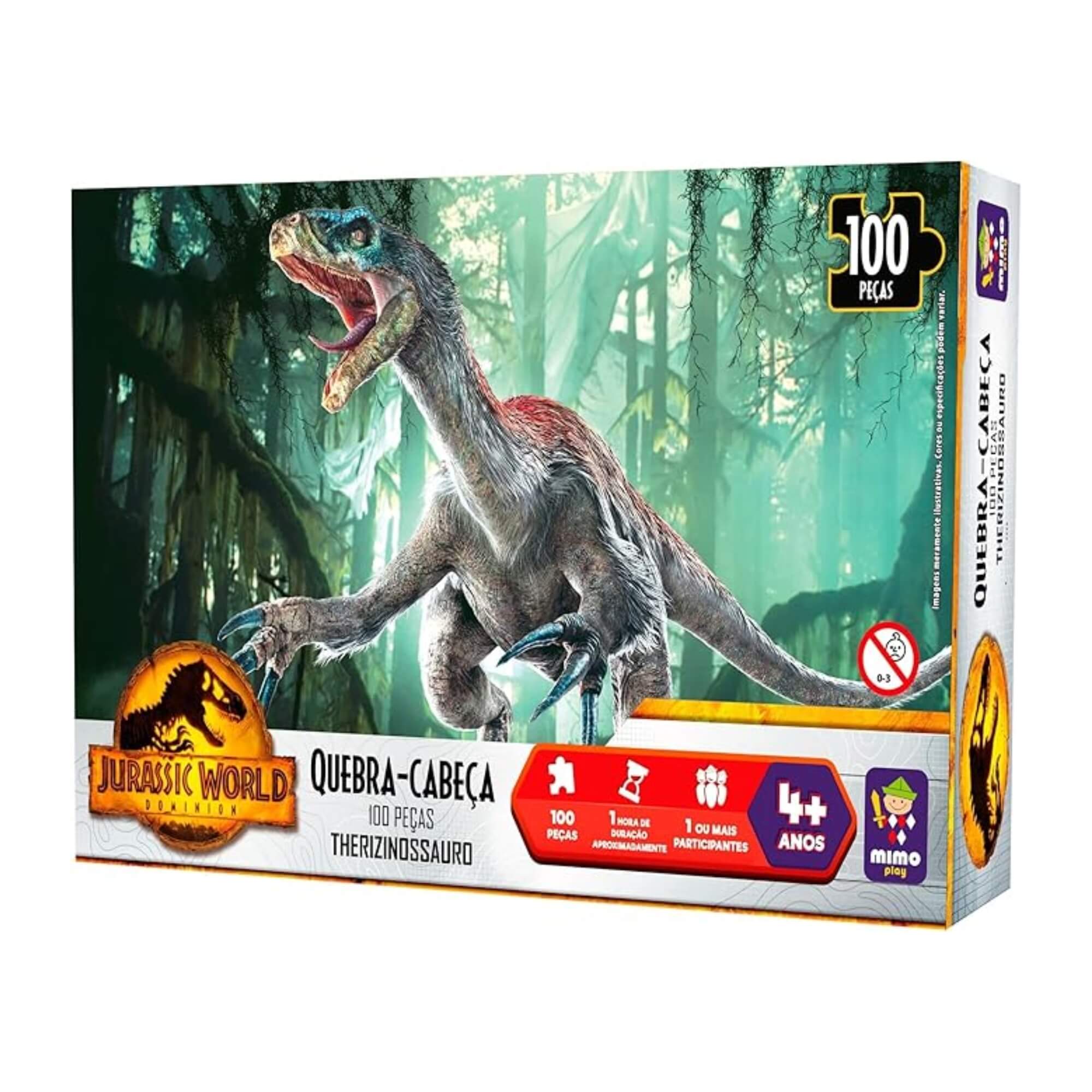 VAR Dinossauro 1x Quebra-Cabeça 100 Peças Jurassic World - Mimo Toys Dinossauro:Therizinosaurus
