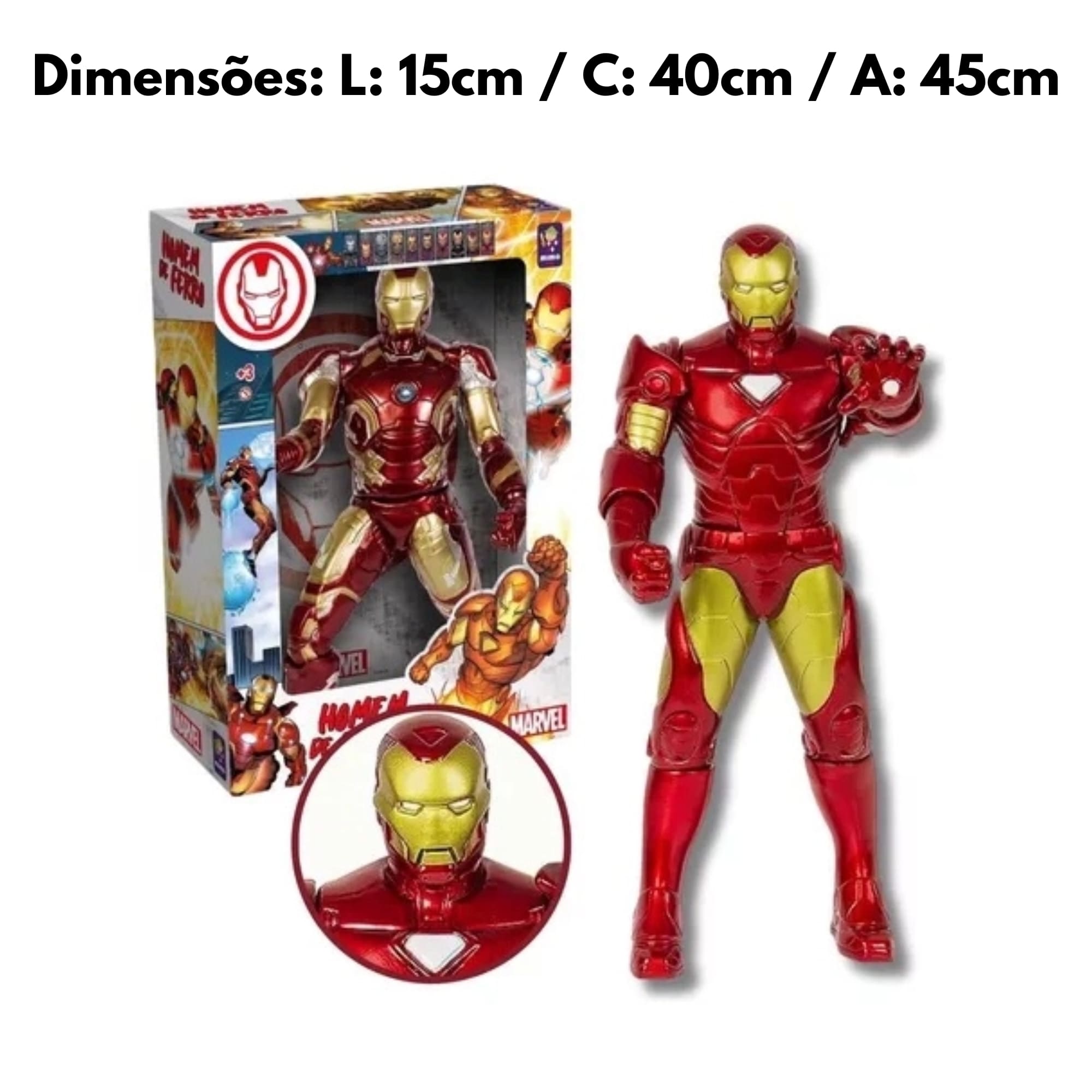 VAR Boneco Articulado Marvel Vingadores 45 cm - Mimo Toys Personagem:Homem de Ferro
