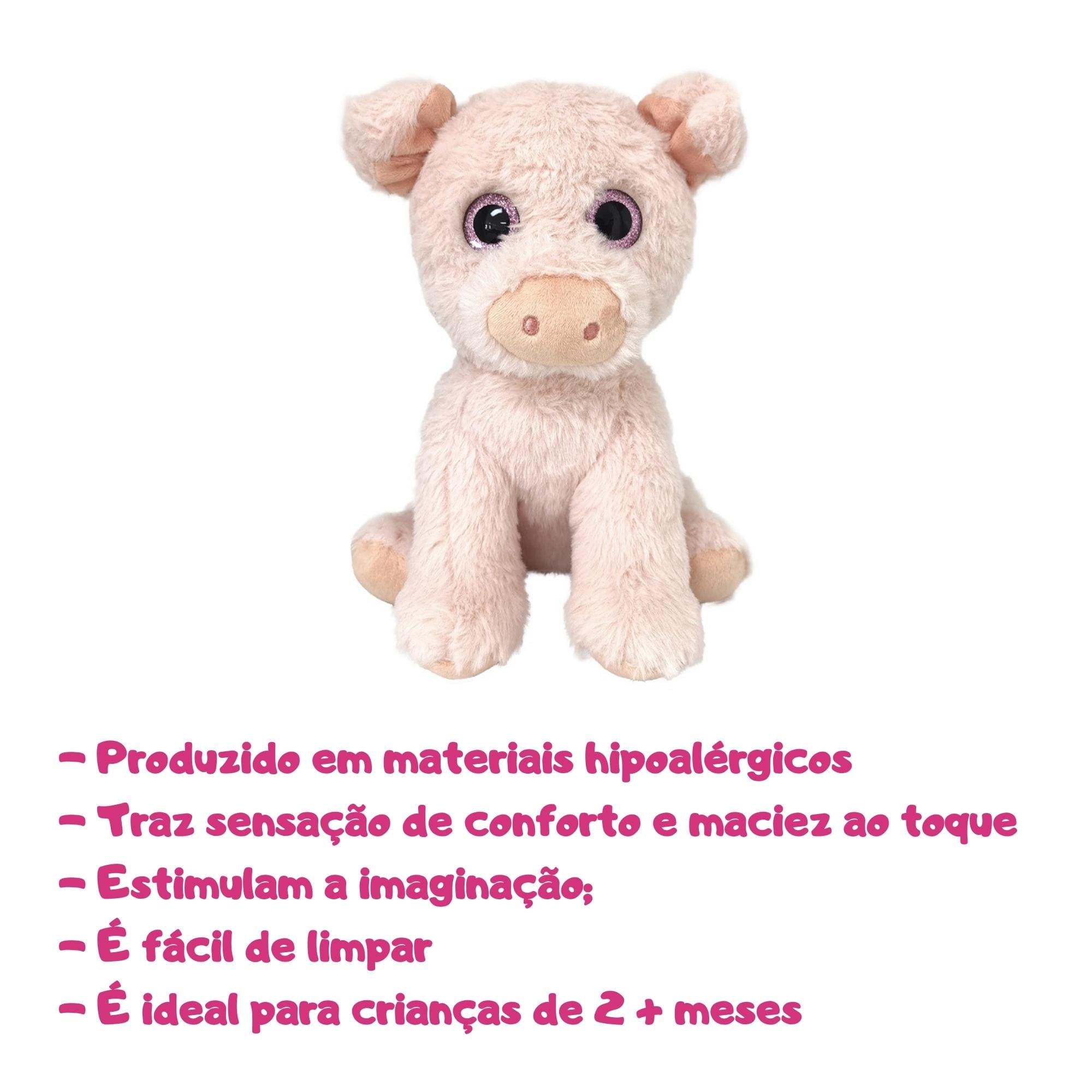 VAR Pelúcia 23cm Primeira Infância 1x Unidade - MultiKids Pelúcia:Porquinho