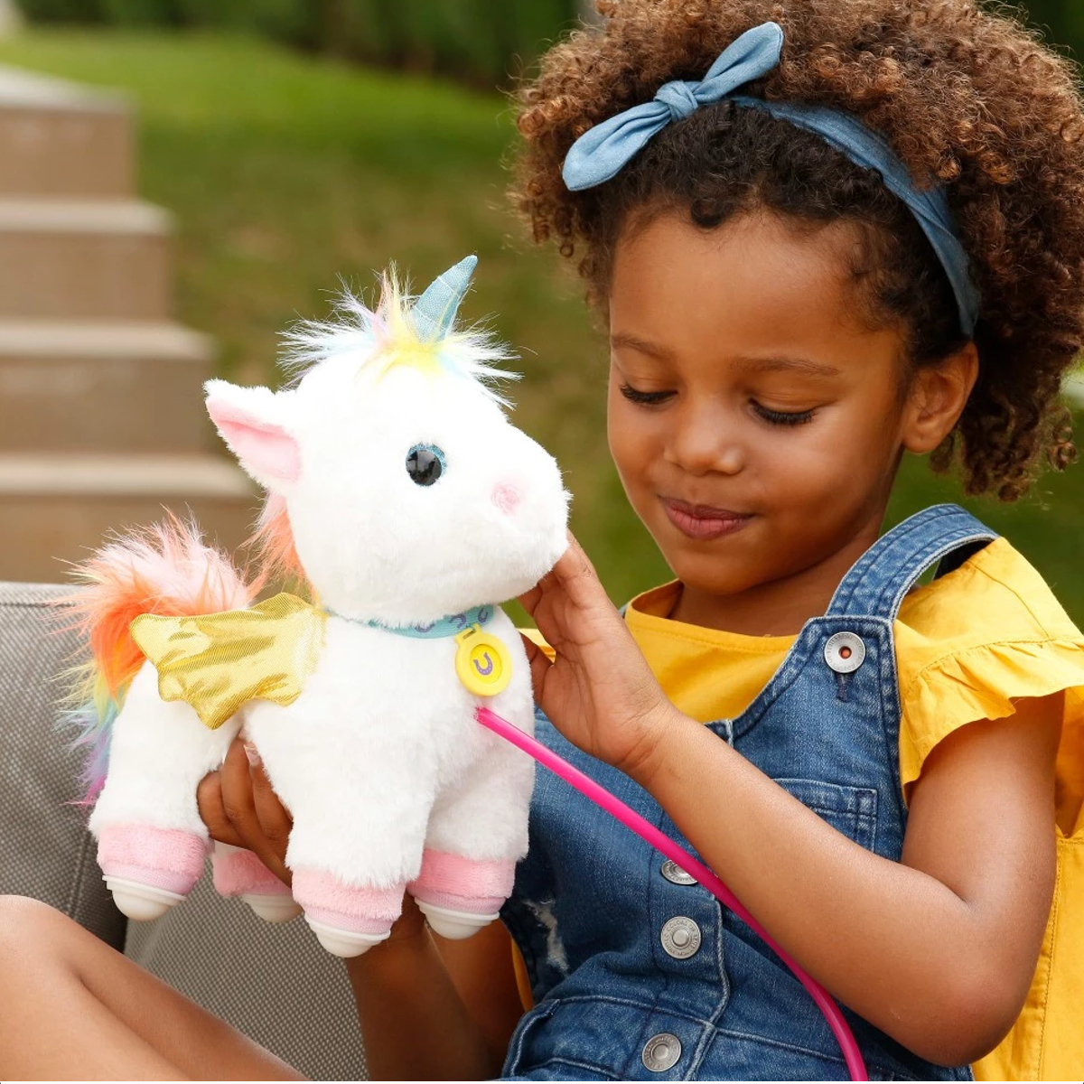 VAR Brinquedo Pelúcia Interativo C/Coleira Walking Petz C/ Sons e Movimentos - MultiKids Unicórnio