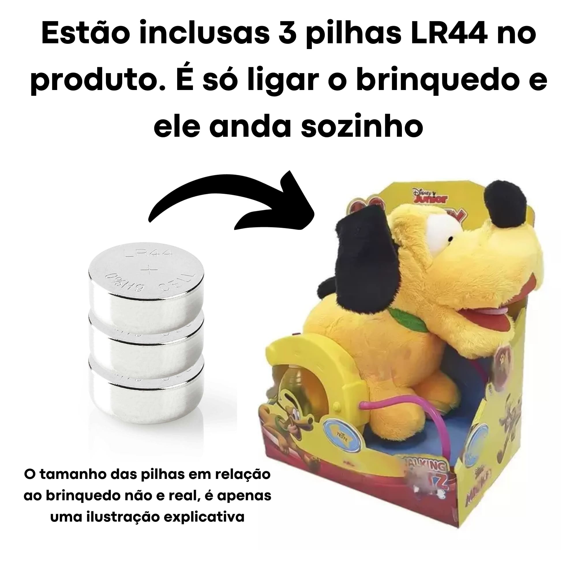 VAR Brinquedo Pelúcia Interativo C/Coleira Walking Petz C/ Sons e Movimentos - MultiKids Pluto