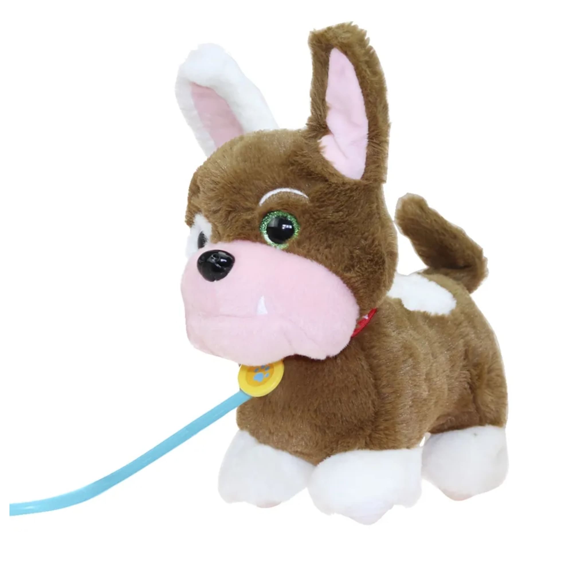 VAR Brinquedo Pelúcia Interativo C/Coleira Walking Petz C/ Sons e Movimentos - MultiKids Buldog