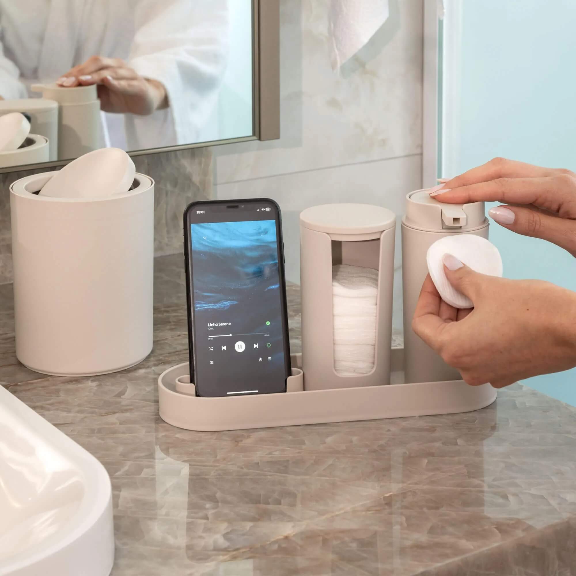 VAR Bandeja C/ Porta Celular 1x Unidade Coza Serene - Brinox Cor:Cinza Claro