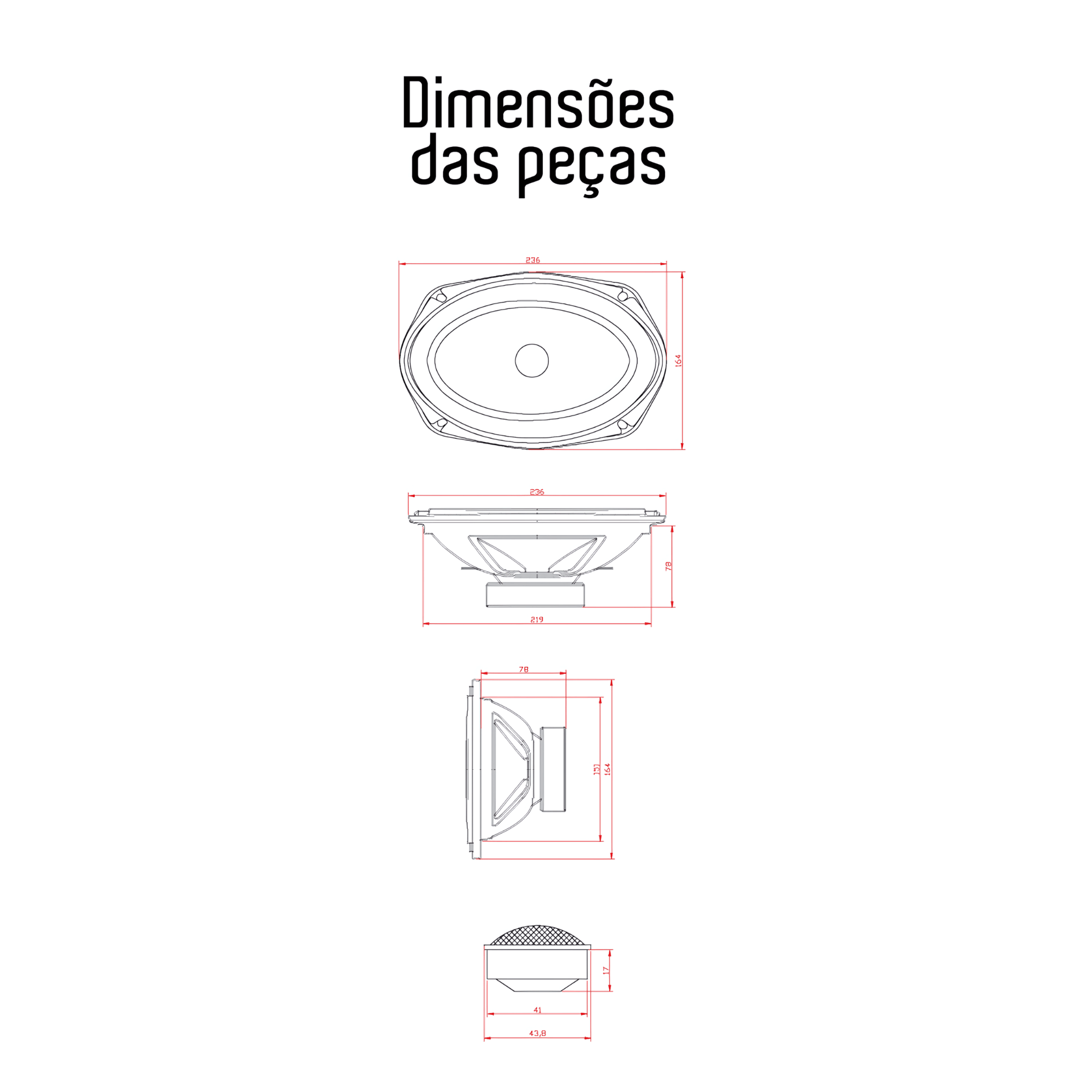Kit Par de Alto Falantes Automotivos 2 VIAS 6x9 80W Audiophonic - KS 690