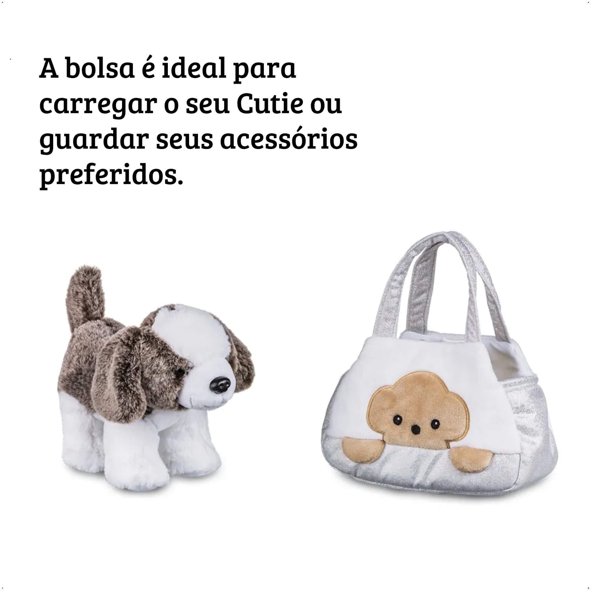VAR Brinquedo Pelúcia 1x Bolsa Cutie Handbags C/ Bichinho - Multikids Modelo:Cachorro