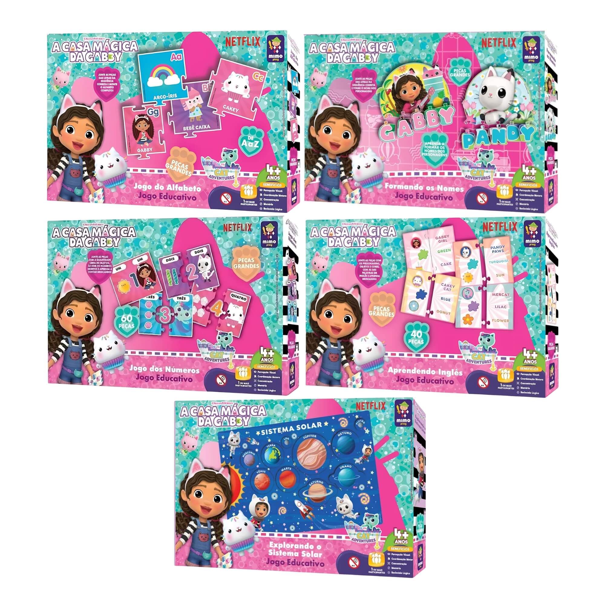 COMP Kit 5x Jogos Educativos Casa da Gabby - Mimo Toys