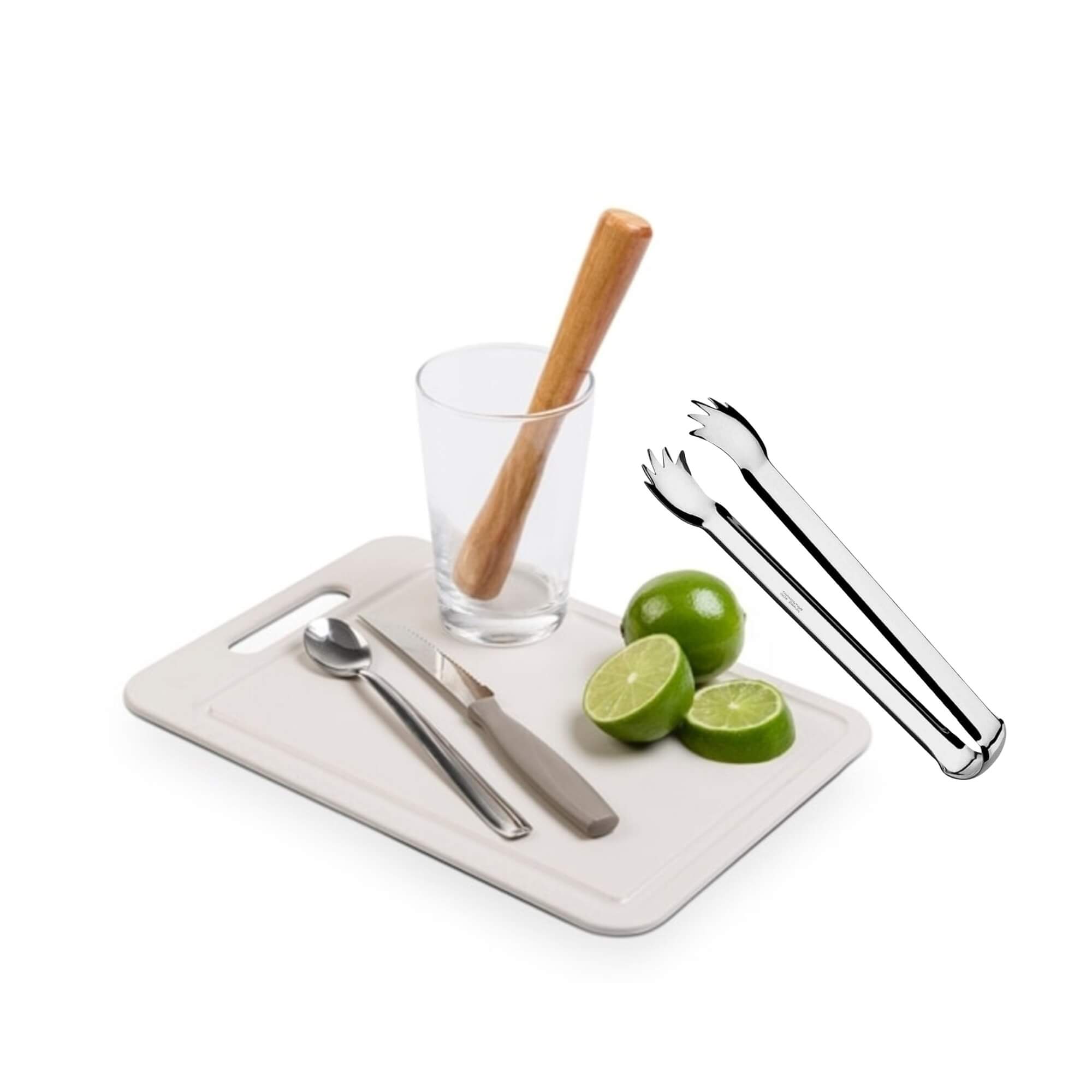 COMP Kit Caipirinha 5 Peças Brinox + Pegador de Churrasco Tramontina