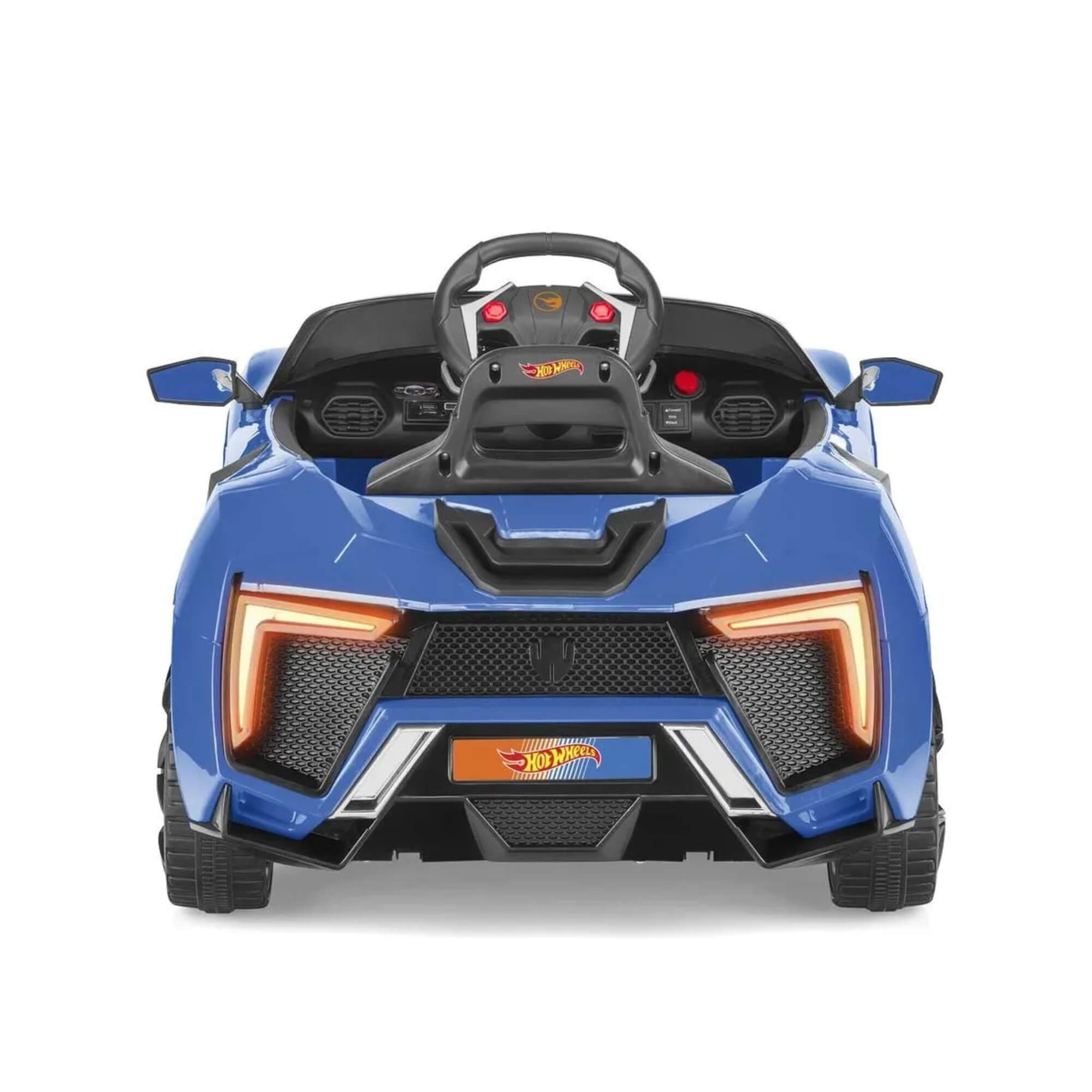 Carro Elétrico Infantil Rádio Controle R/C Ride on Hot Wheels Azul 12V Multikids - BR1383