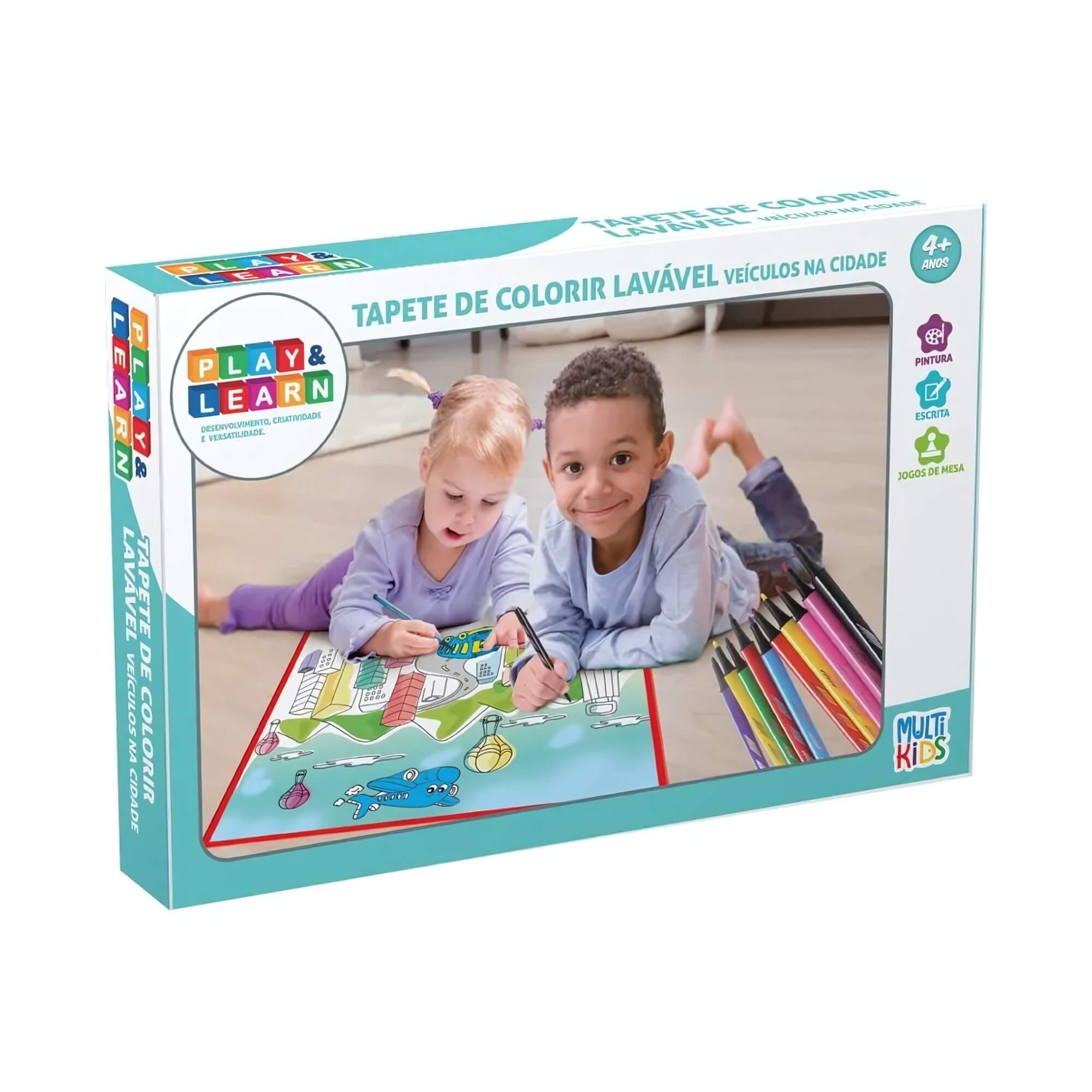 Tapete Lavável Infantil Play & Learn Veículos na Cidade 50x50cm Multikids - BR1744