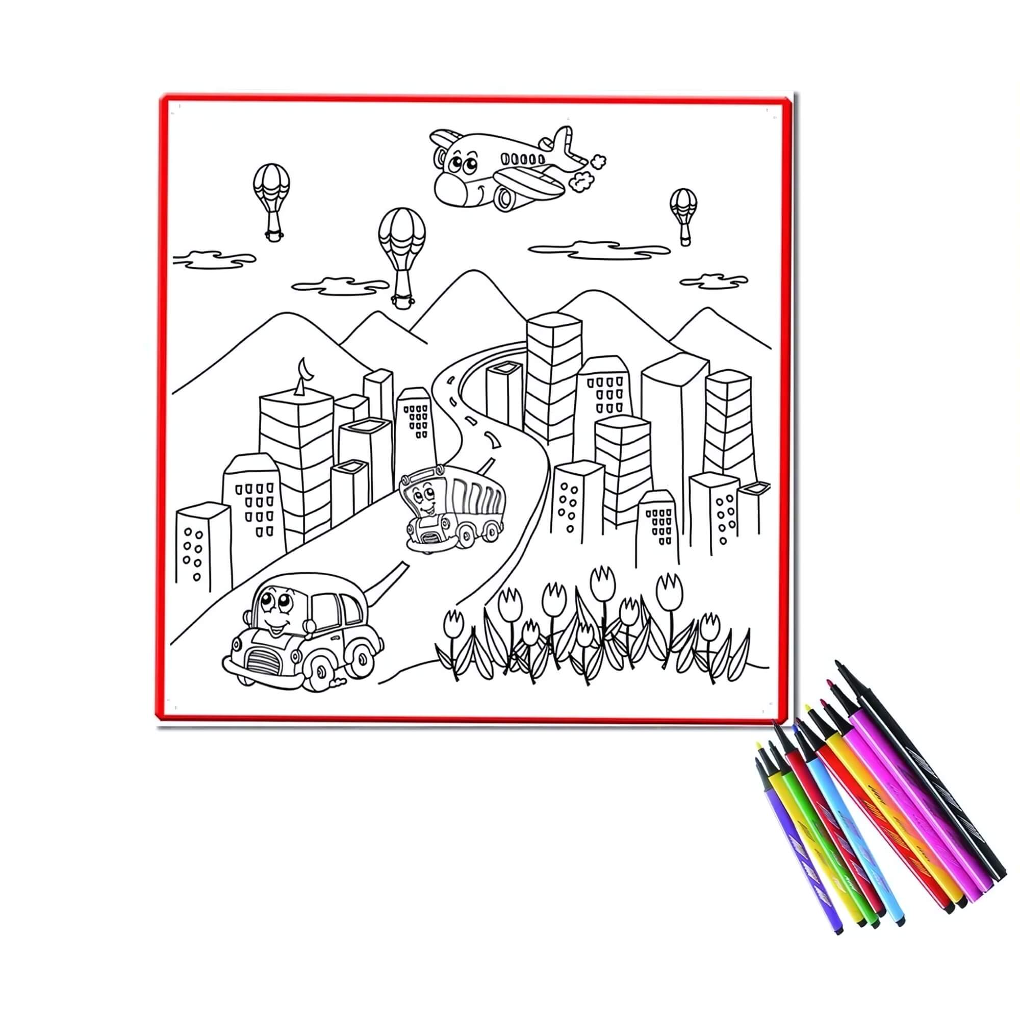 Tapete Lavável Infantil Play & Learn Veículos na Cidade 50x50cm Multikids - BR1744