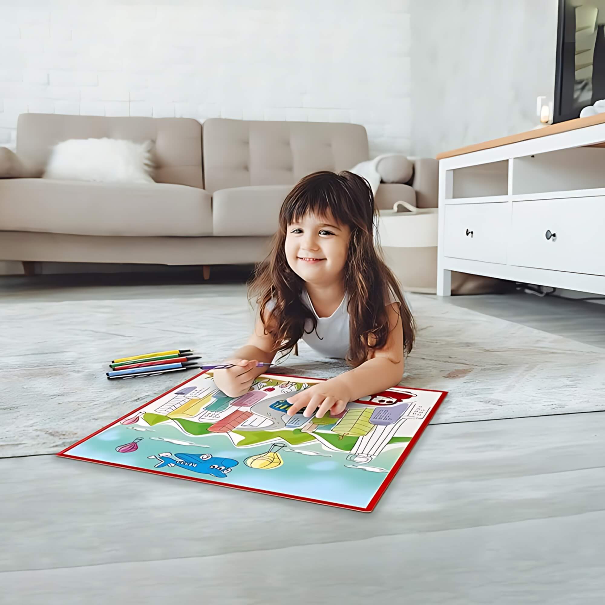 Tapete Lavável Infantil Play & Learn Veículos na Cidade 50x50cm Multikids - BR1744