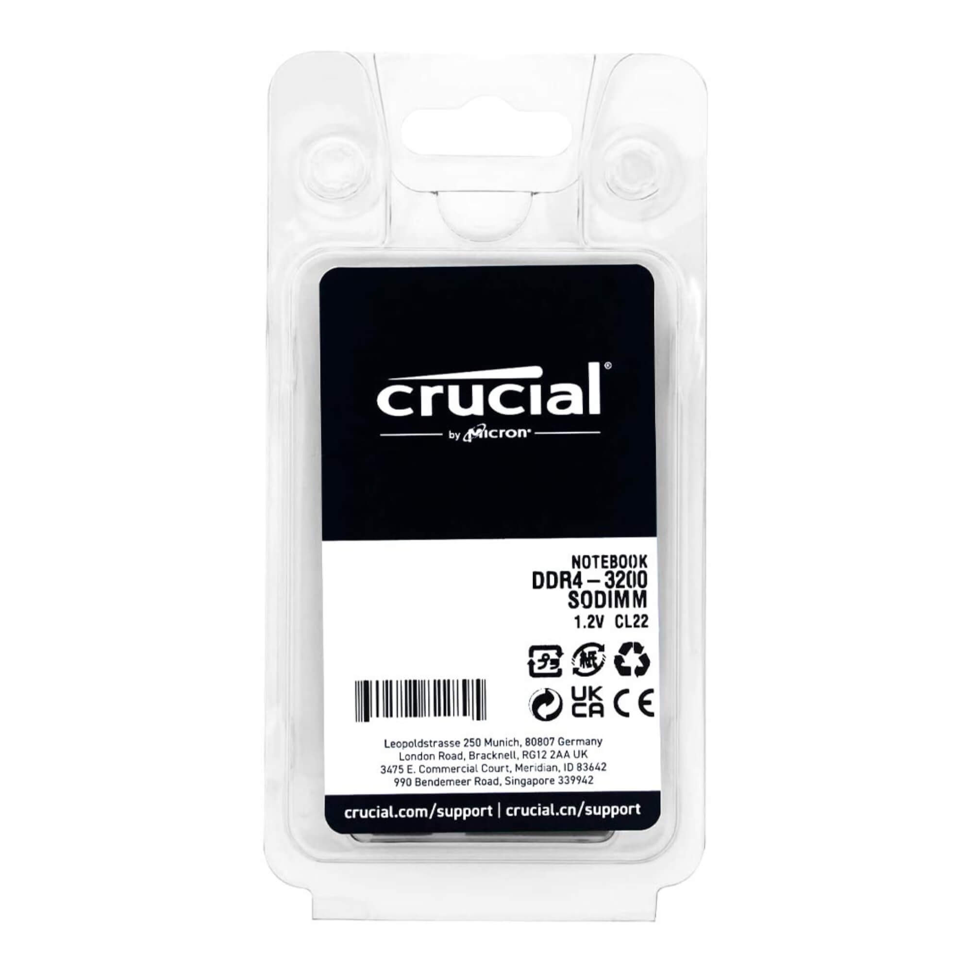 Memória Ram 8GB DDR4 3200MHZ p/ Notebook Crucial - CB8GS3200