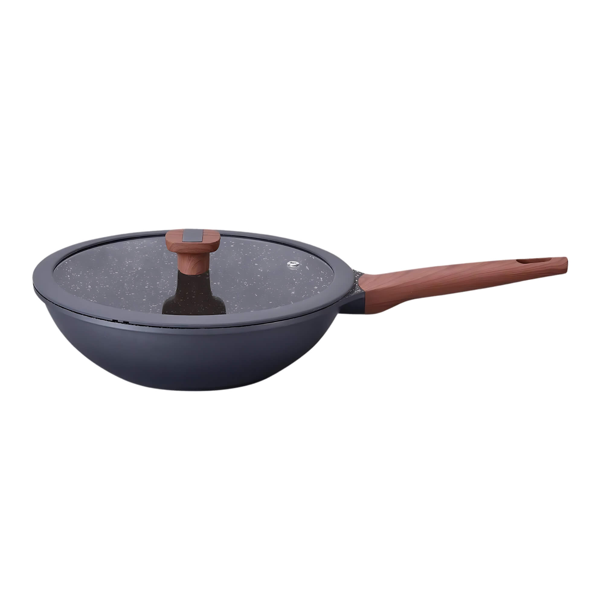 Frigideira Titanium Wok 30cm 5,3L de Aluminio Injetado Antiaderente Ceramico Cinza MTA - 8474