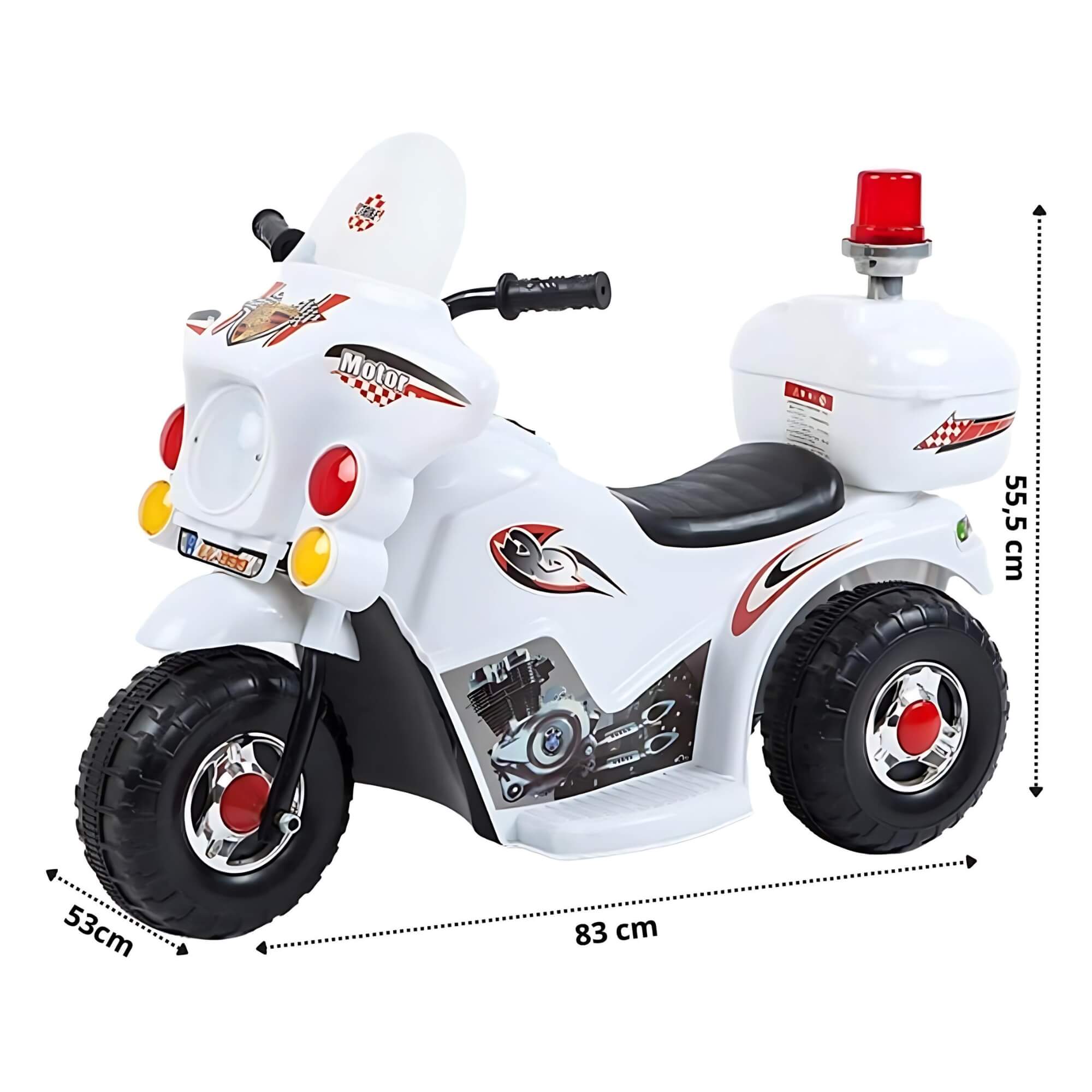 Mini Moto Elétrica Infantil 6V até 30kg com Baú Branco Zippy Toys - 9023