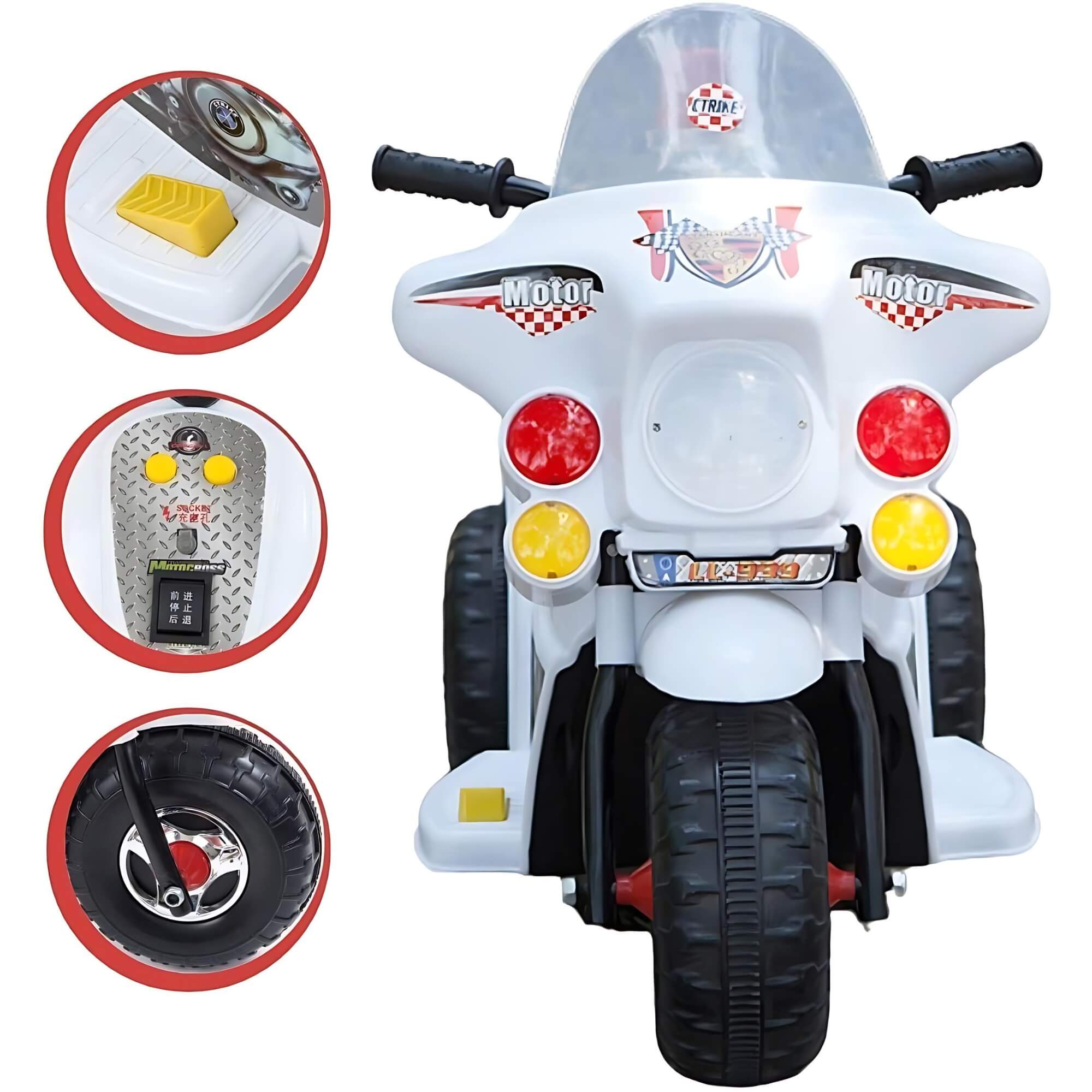 Mini Moto Elétrica Infantil 6V até 30kg com Baú Branco Zippy Toys - 9023