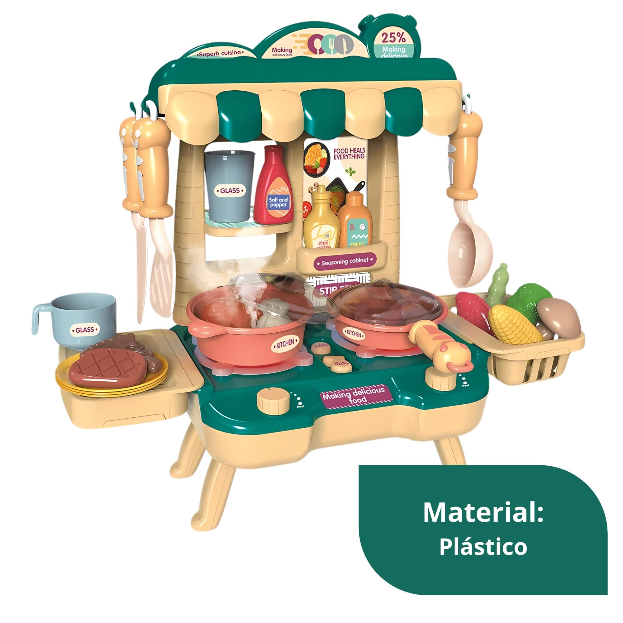 Brinquedo Infantil Mini Cozinha 34 Peças Verde Casa Encantada Zippy Toys - 9283