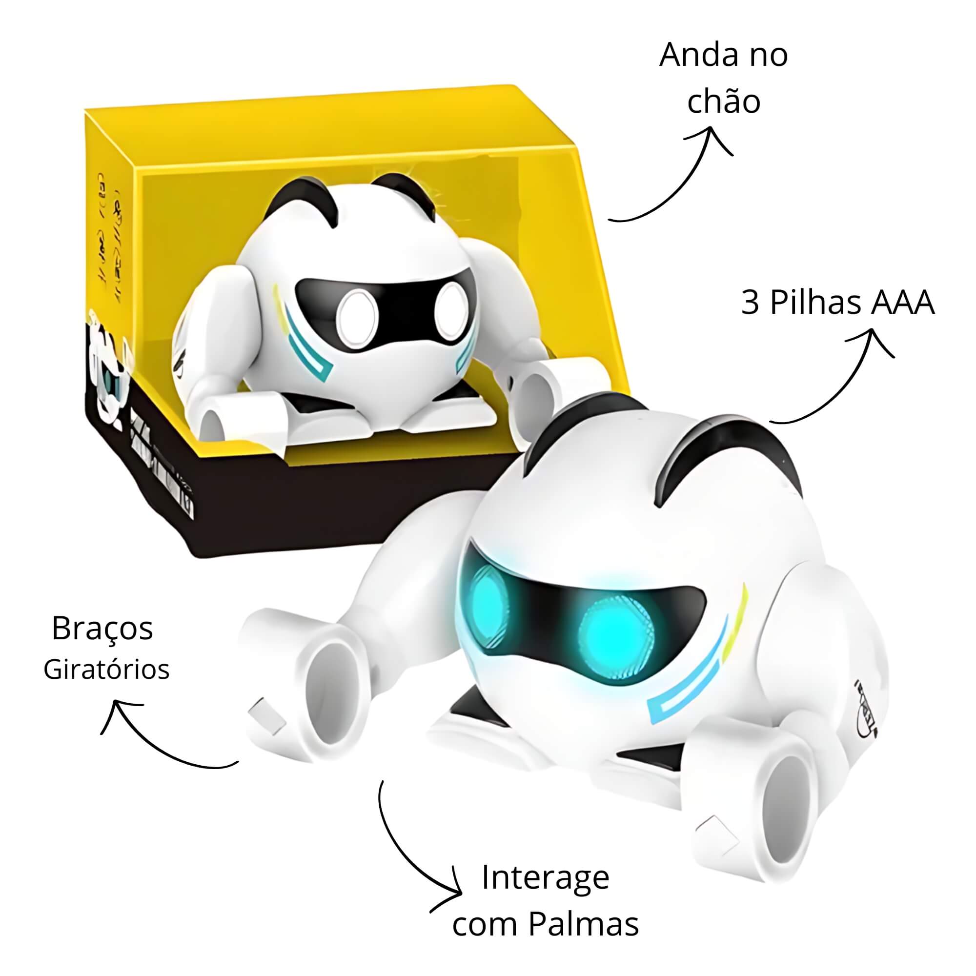 Brinquedo Infantil Robô Divertido de Indução Inteligente Branco Zippy Toys - 9231