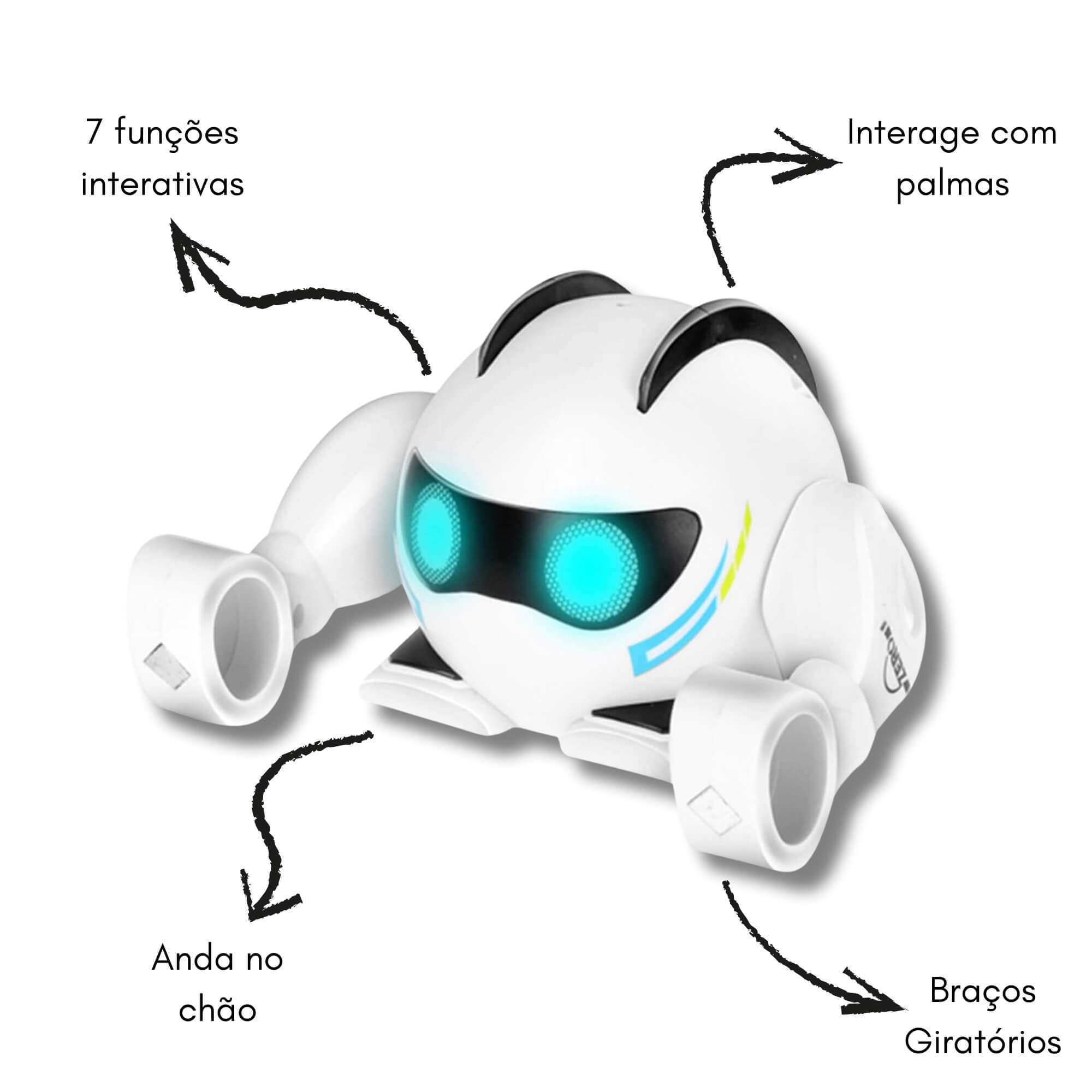 Brinquedo Infantil Robô Divertido de Indução Inteligente Branco Zippy Toys - 9231