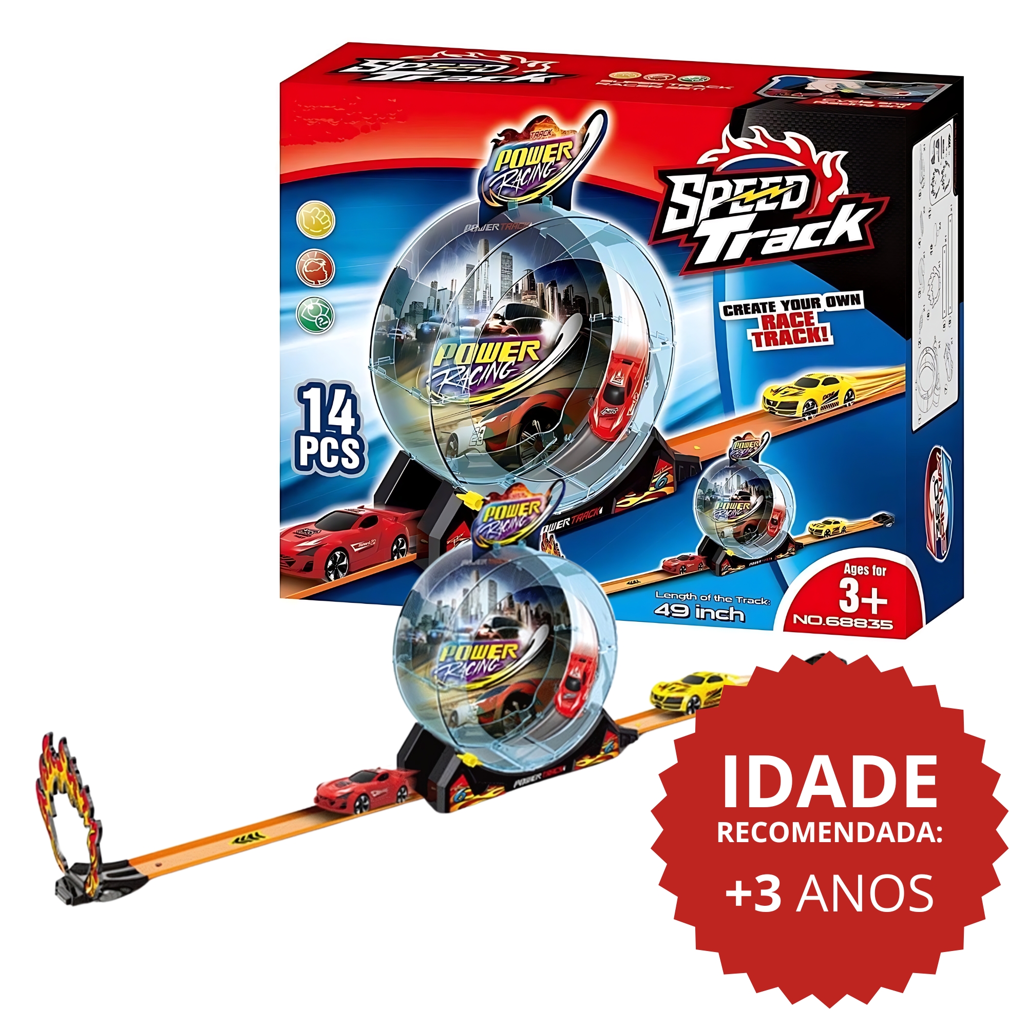 Brinquedo Infantil Pista Speed Track com Looping 14 Peças Zippy Toys - 9167