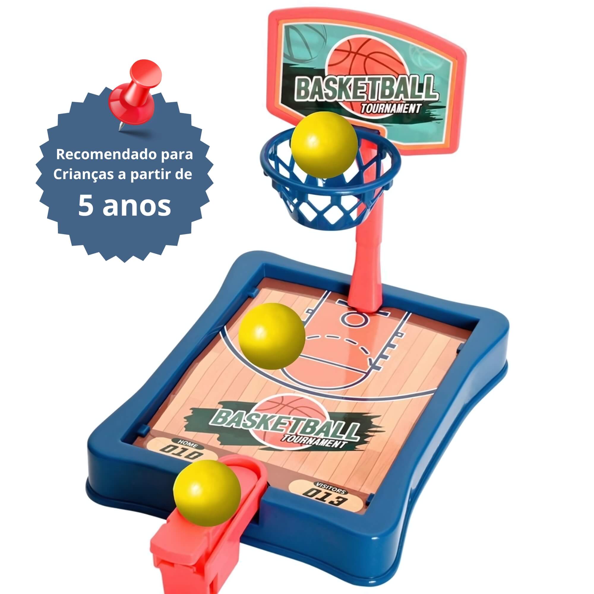Brinquedo Infantil Mini Jogo Basquete de Mesa com 6 Bolinhas Zippy Toys - 8343