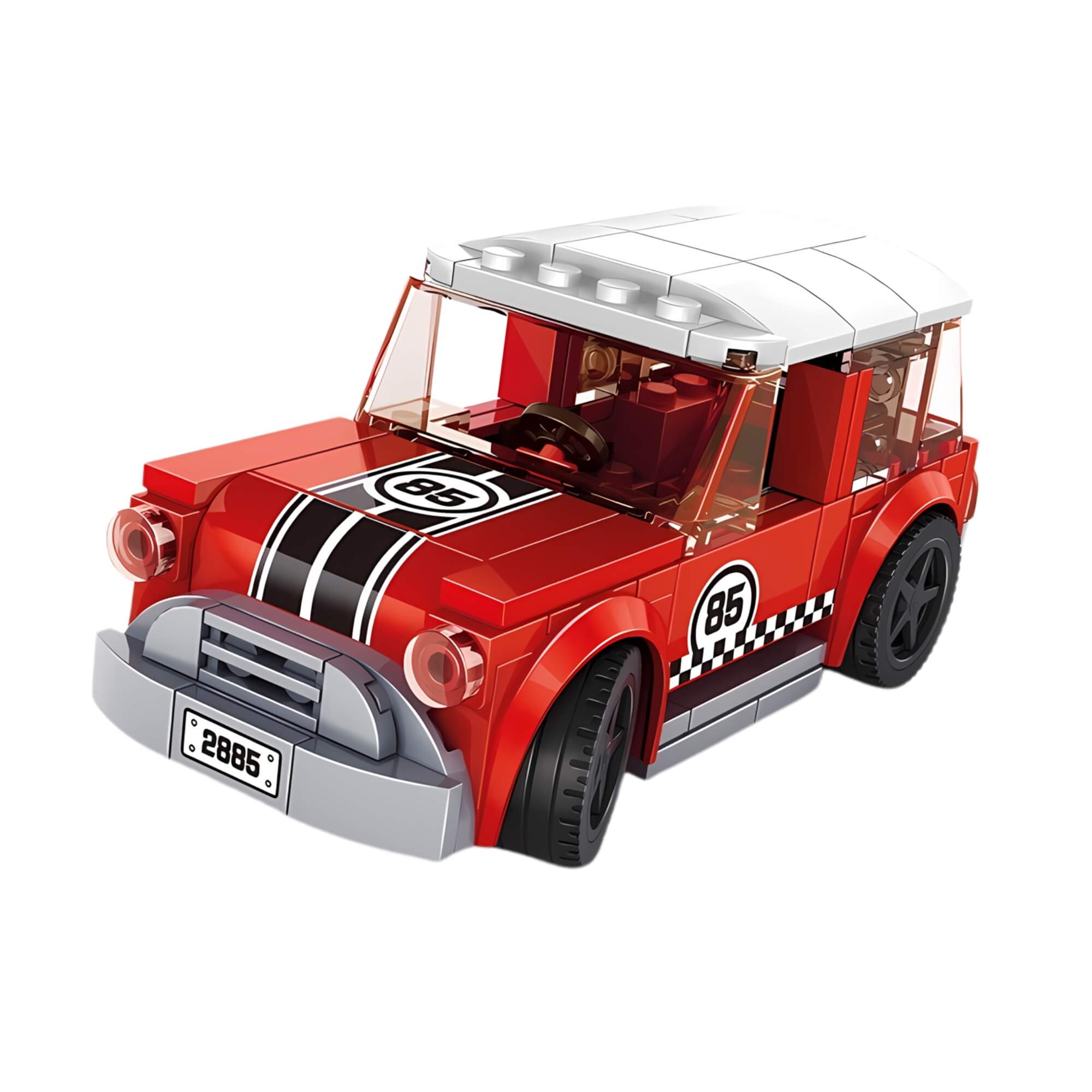Brinquedo Infantil Super Car Cooper Vermelho e Branco 115 Peças Zippy Toys - 8349