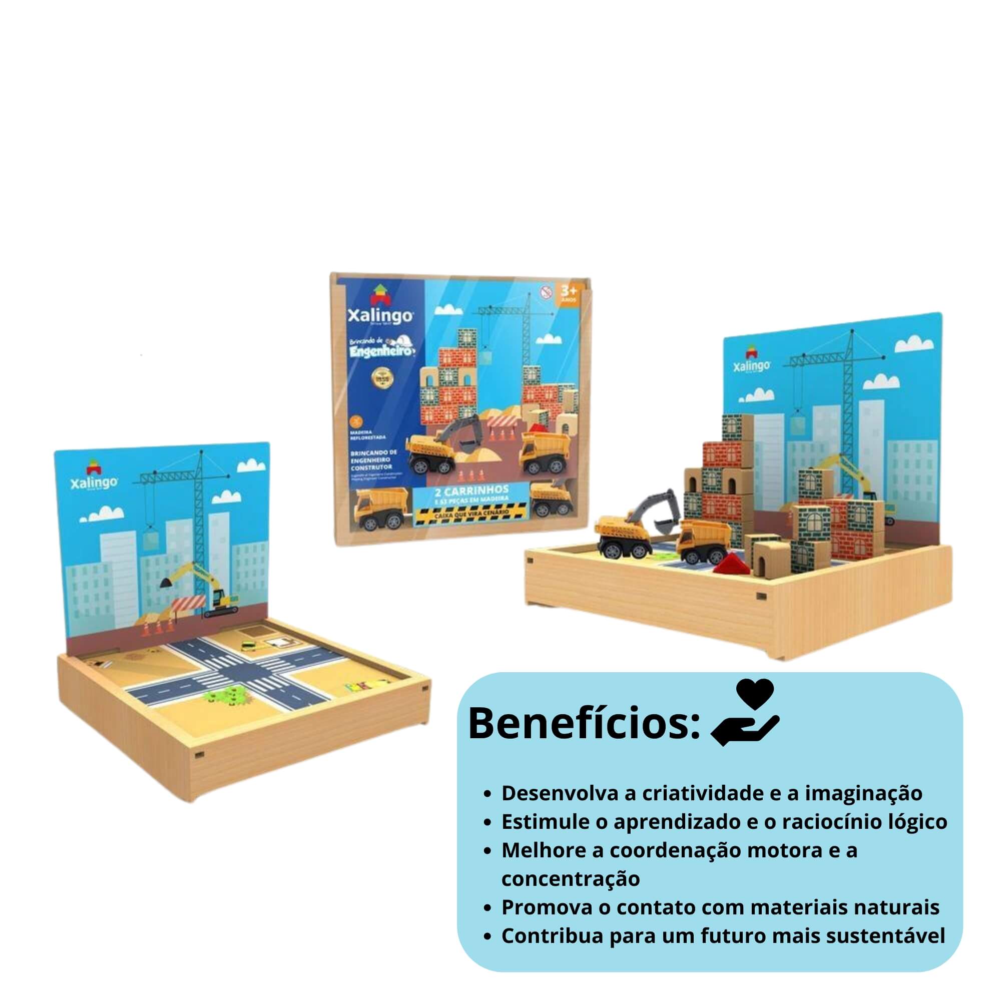 Jogo Brincando de Engenheiro Construtor 53 Peças Xalingo - 68121