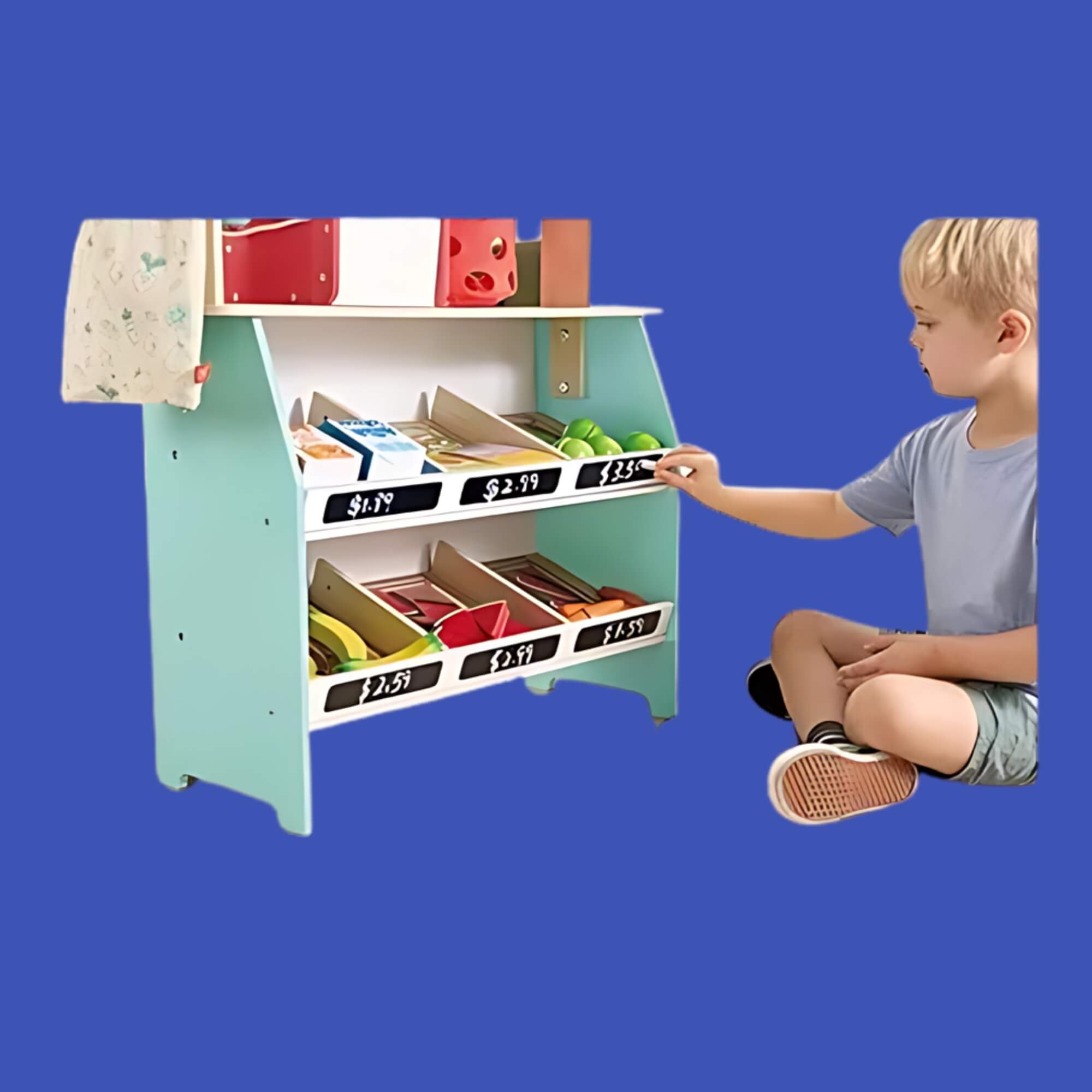Brinquedo Infantil Mercadinho Em Madeira Com Frutas E Caixa Registradora 67454 - Xalingo
