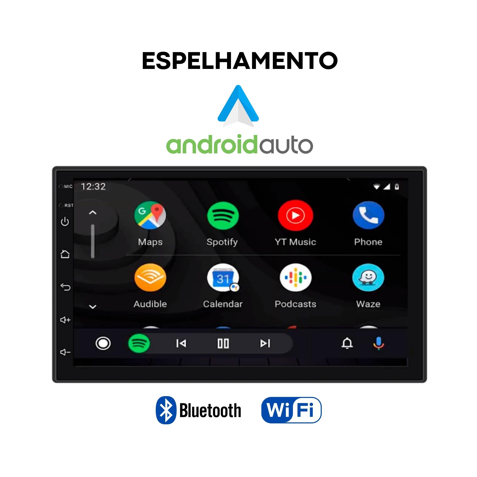 COMP Kit Central Multimídia Android 7" Roadstar Polo Golf Bora Fiesta CarPlay AndroidAuto 32/2 GB Wi-Fi - RS815BR