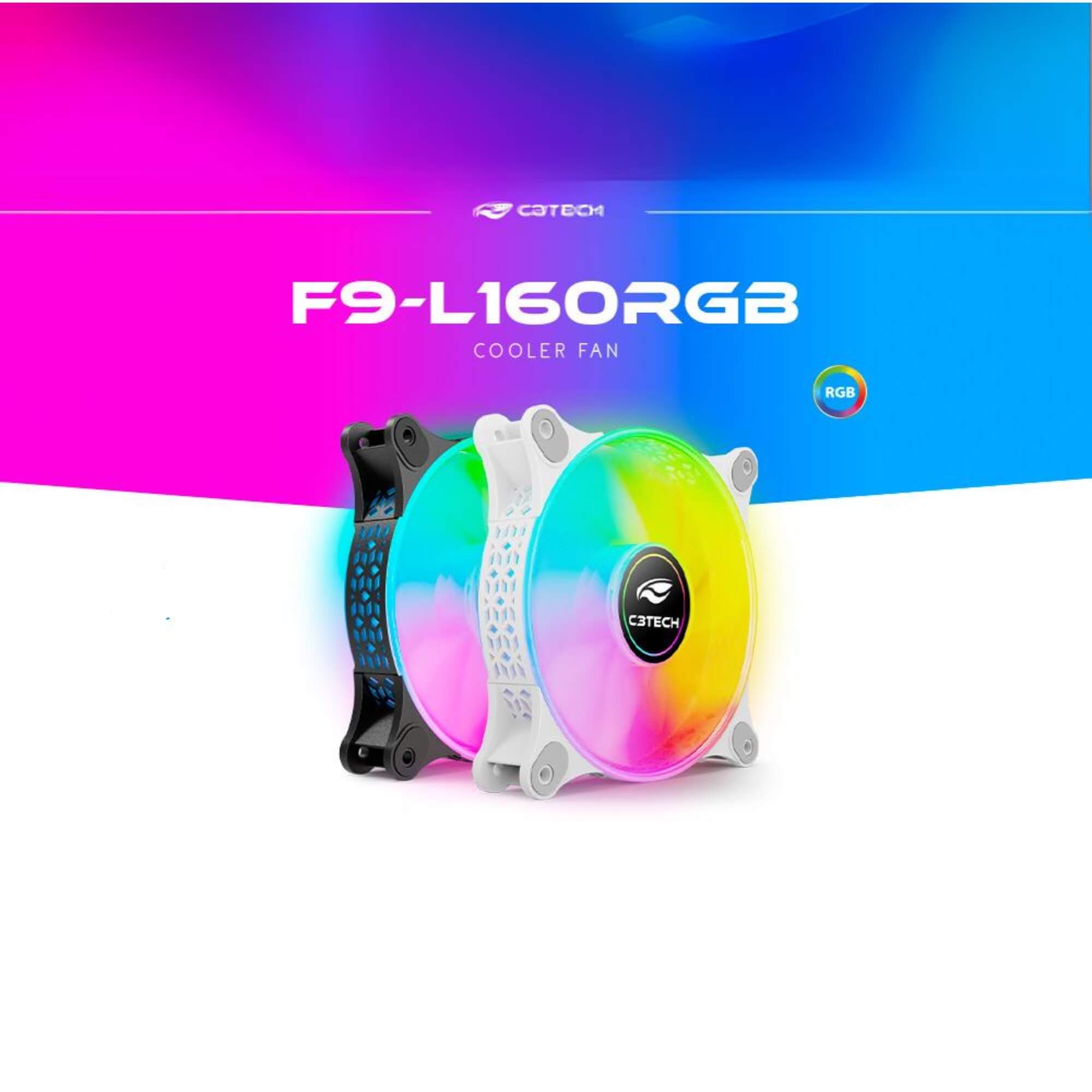Cooler Fan F9-L160BK Preto RGB 12cm C3 TECH - 408230790100