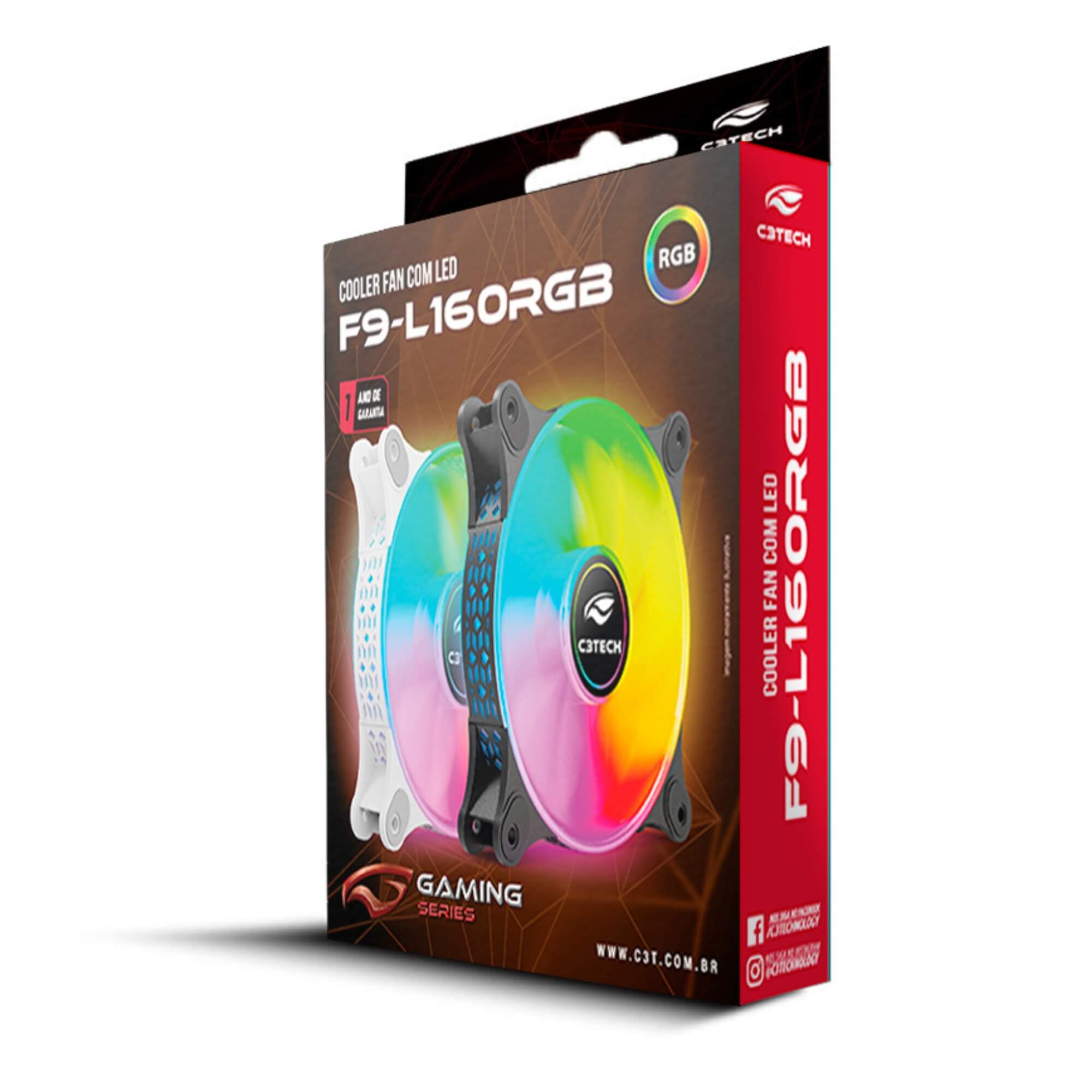 Cooler Fan F9-L160WH Branco RGB 12cm C3 TECH - 408230800400