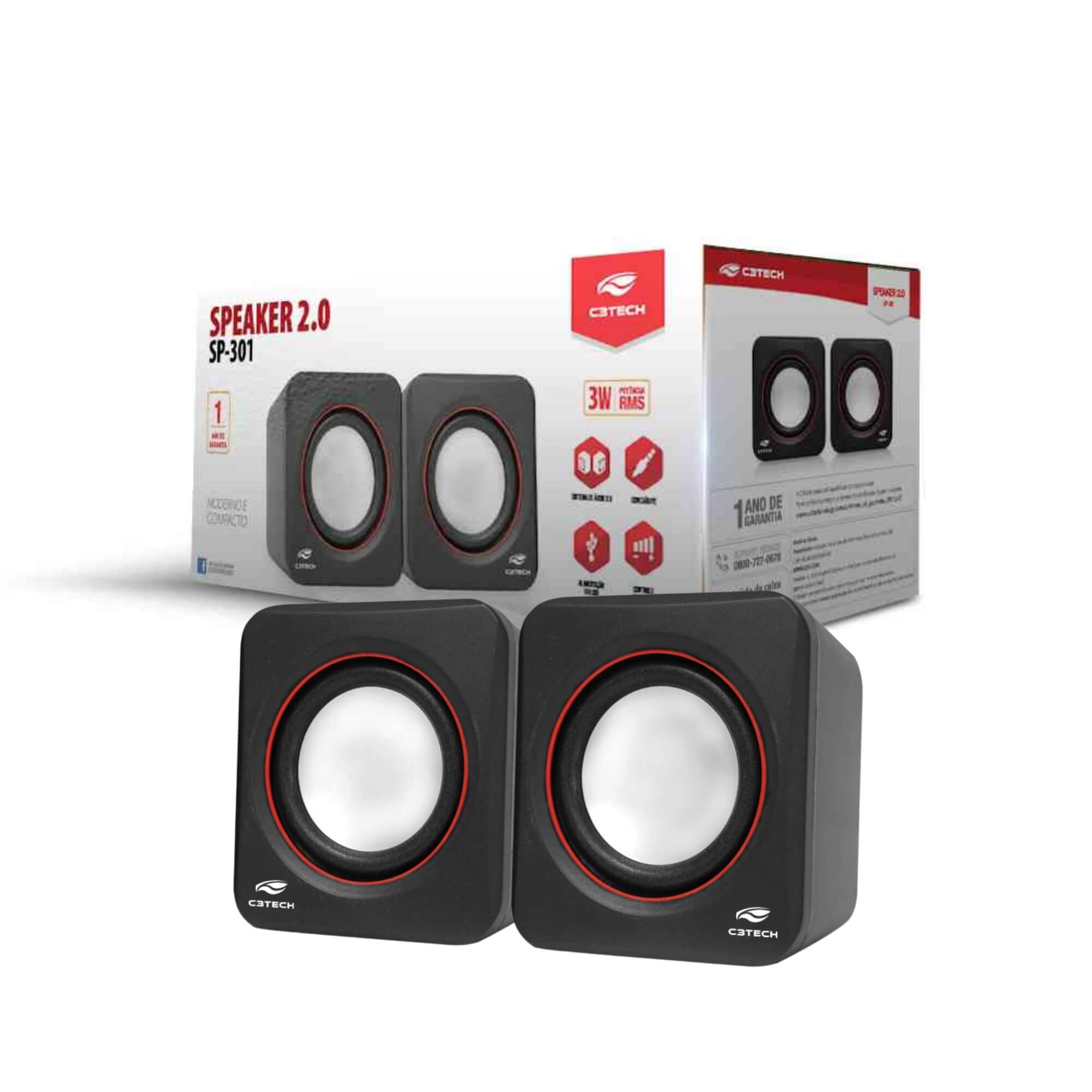 Caixa de Som Speaker 2.0 SP-301BK C3 Tech - 304020620100