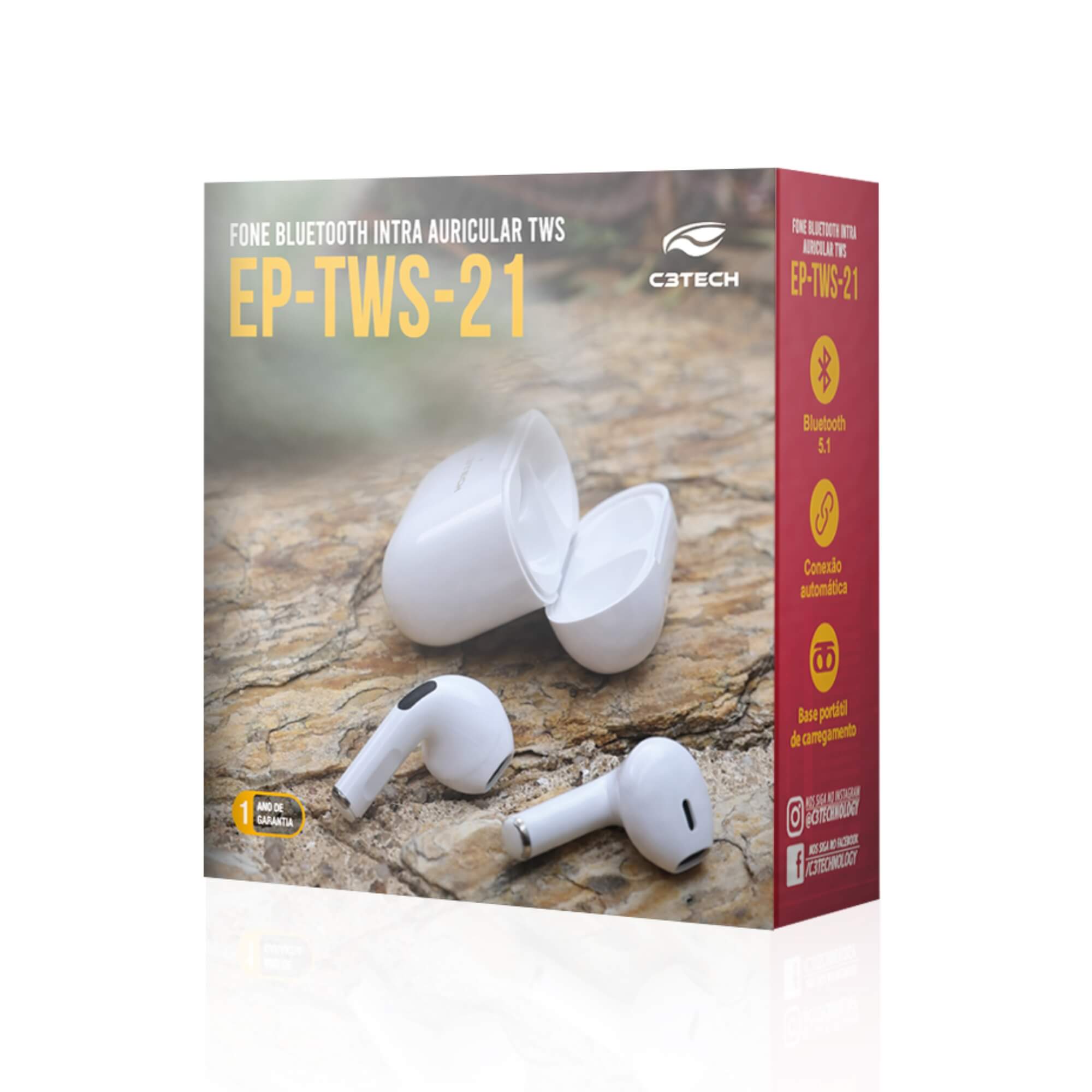 Fone de Ouvido EP-TWS-21WH Branco C3 Tech - 410060480400